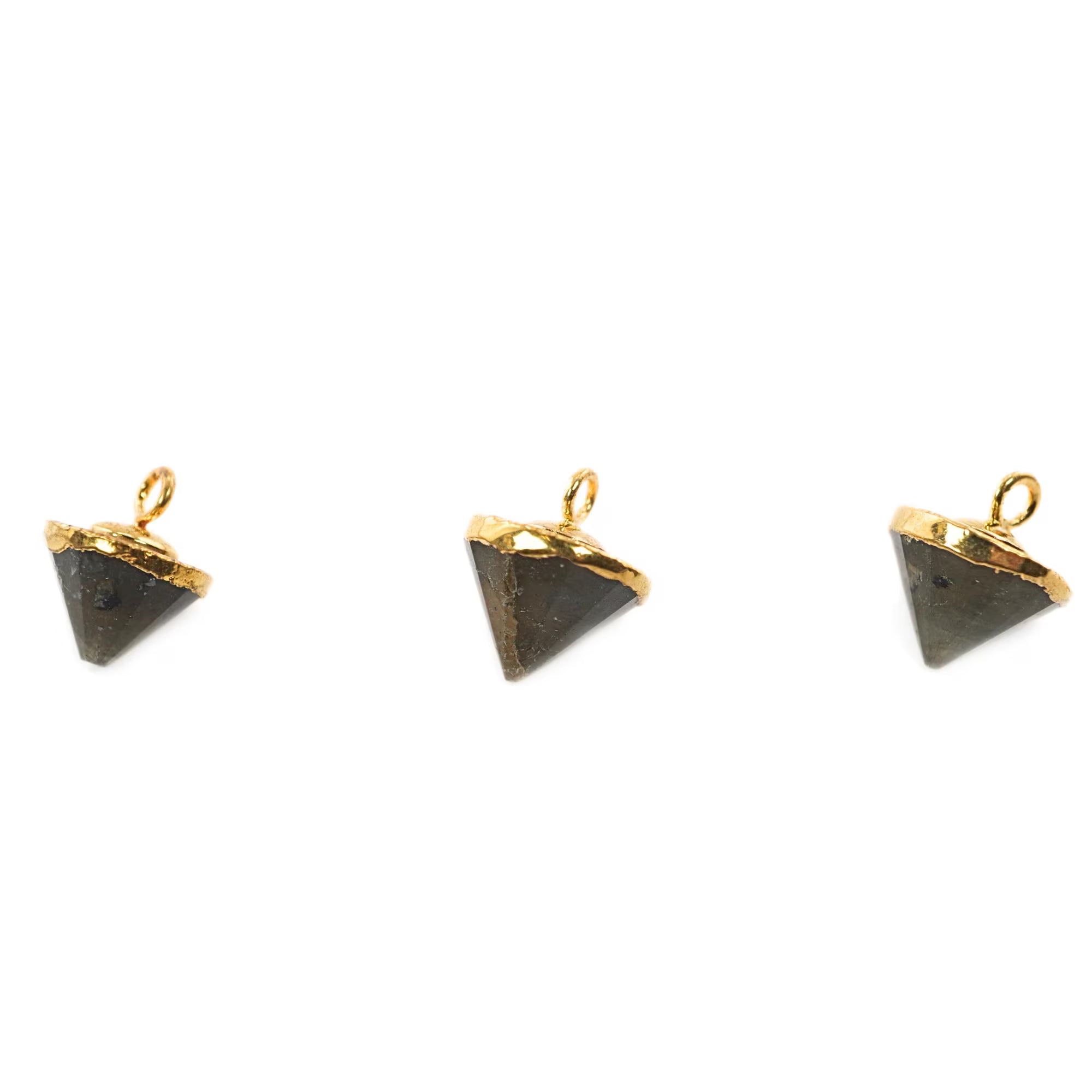 Labradorite Pointed Cone Gemstone Gold Electroplated Charm Pendant 