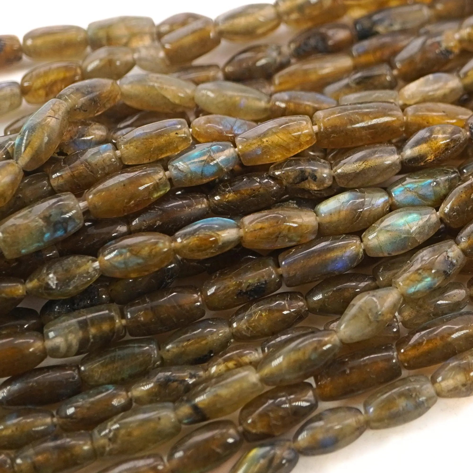 Labradorite Smooth Rice Shape Gemstone Strand Beads 