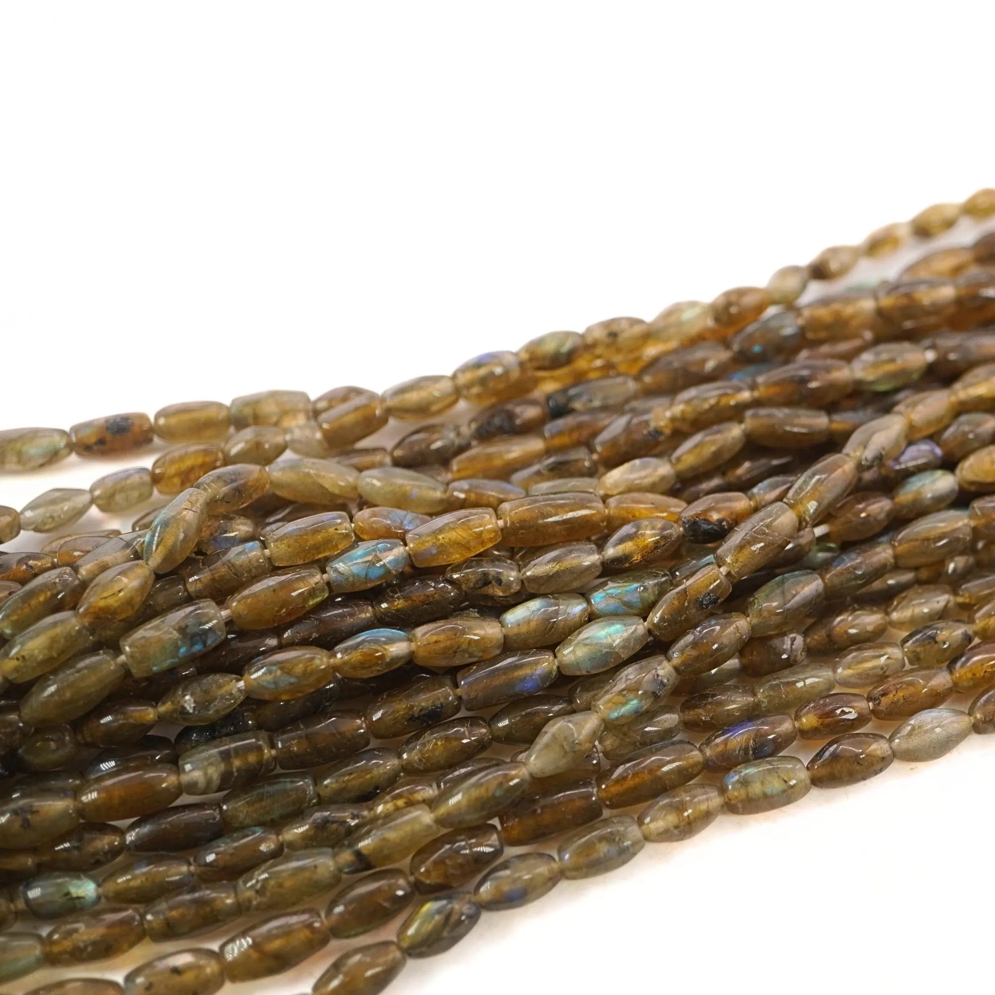 Labradorite Smooth Rice Shape Gemstone Strand Beads 