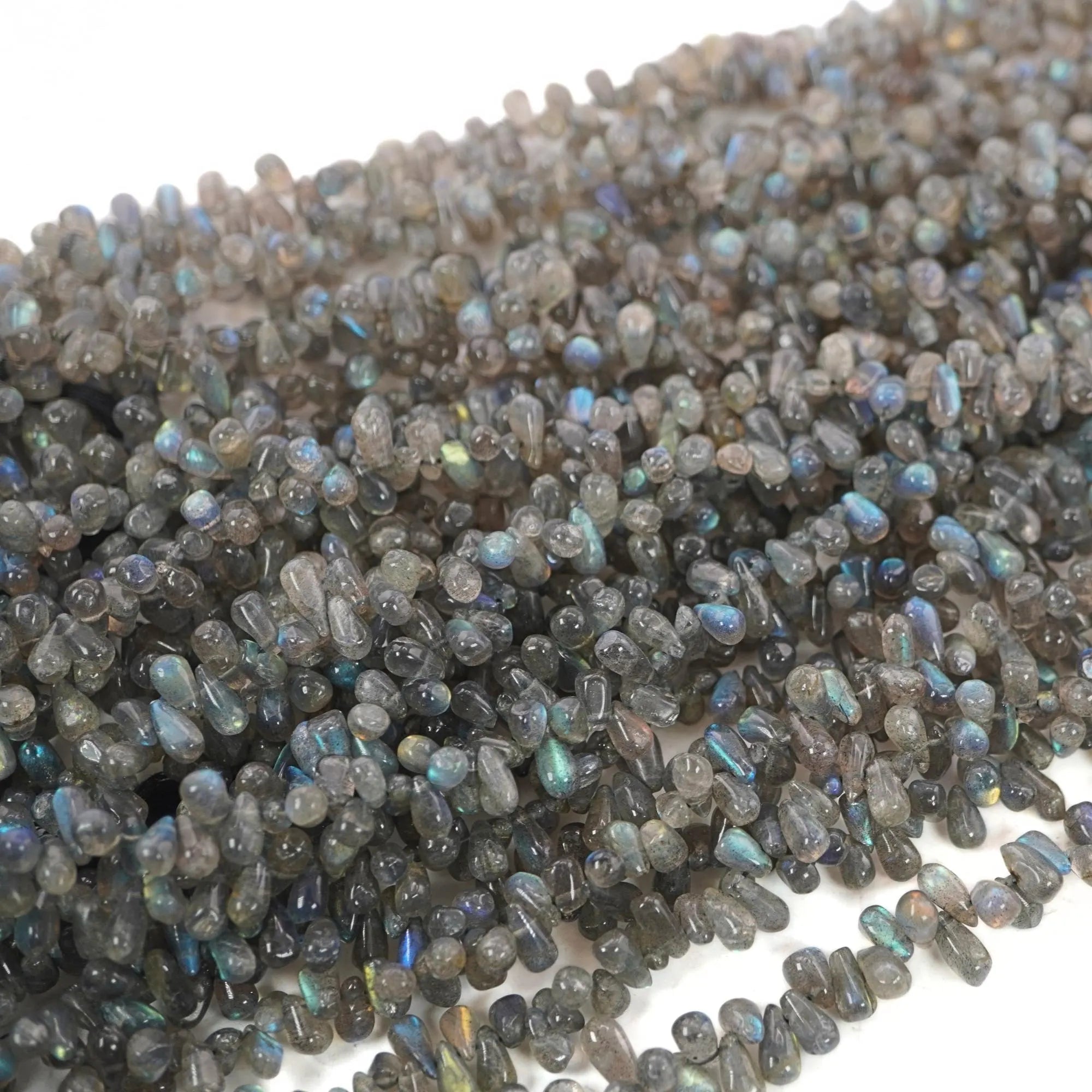 Labradorite Smooth Teardrop Shape Gemstone Strand Beads
