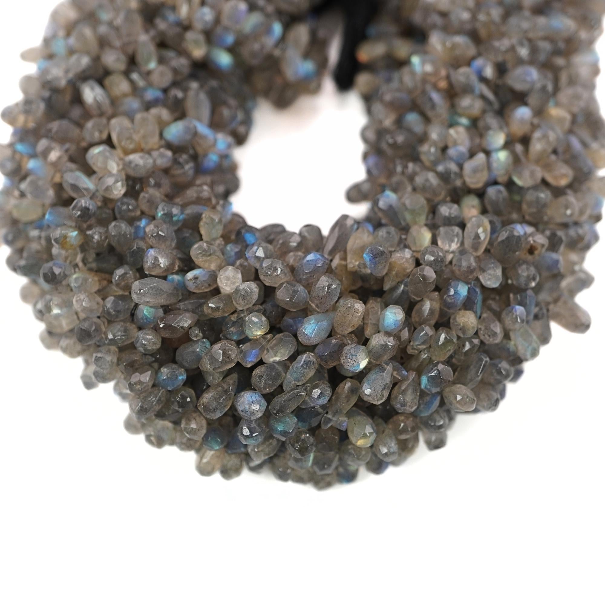 Labradorite Smooth Teardrop Shape Gemstone Strand Beads