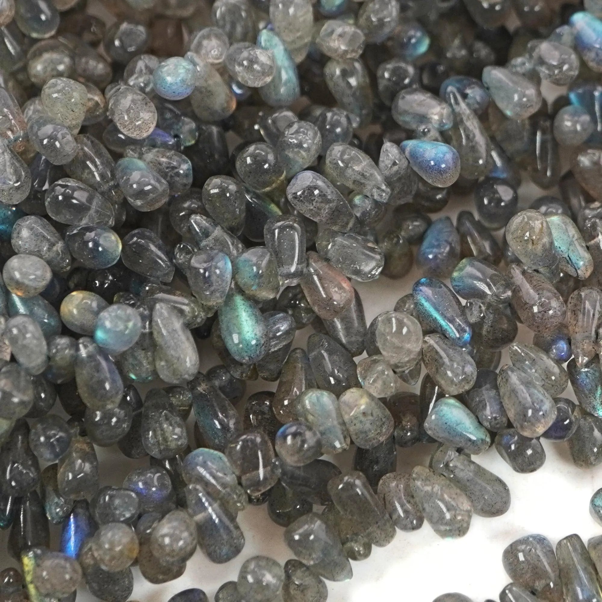 Labradorite Smooth Teardrop Shape Gemstone Strand Beads