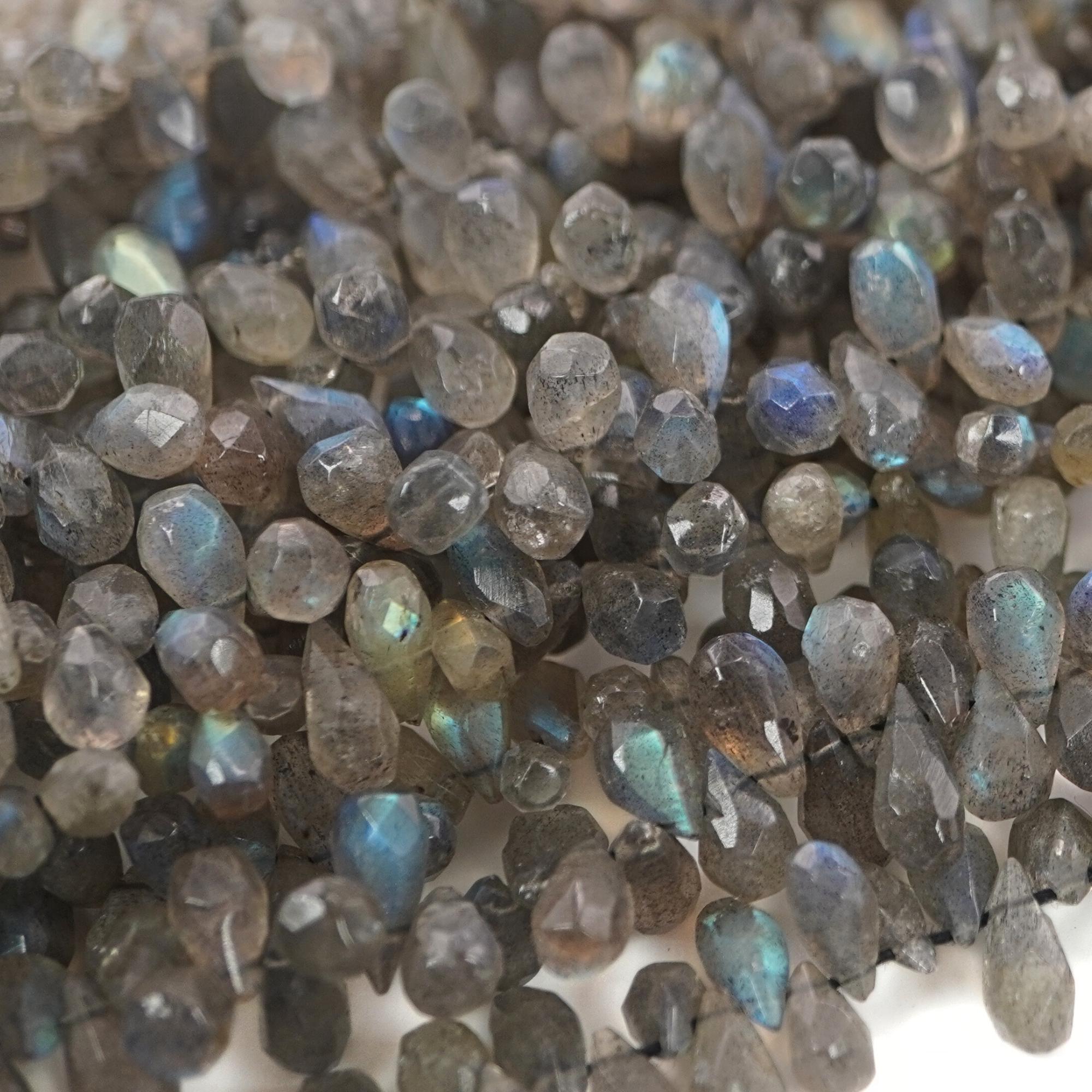 Labradorite Smooth Teardrop Shape Gemstone Strand Beads