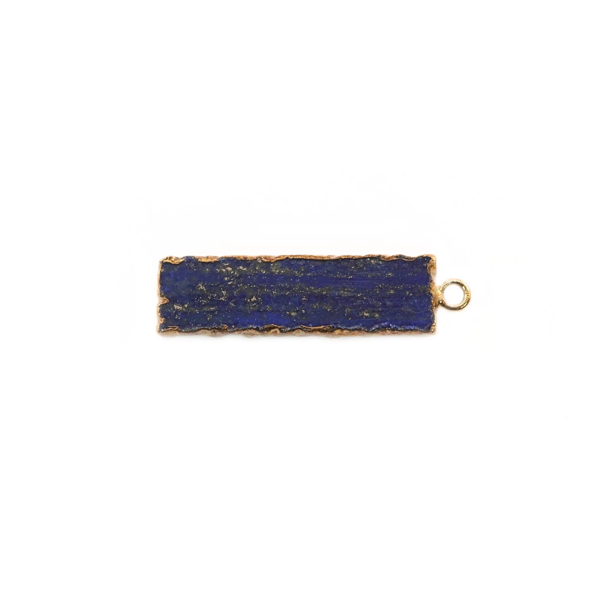 Lapis Lazuli Rectangle Gemstone Gold Electroplated Charm Pendant