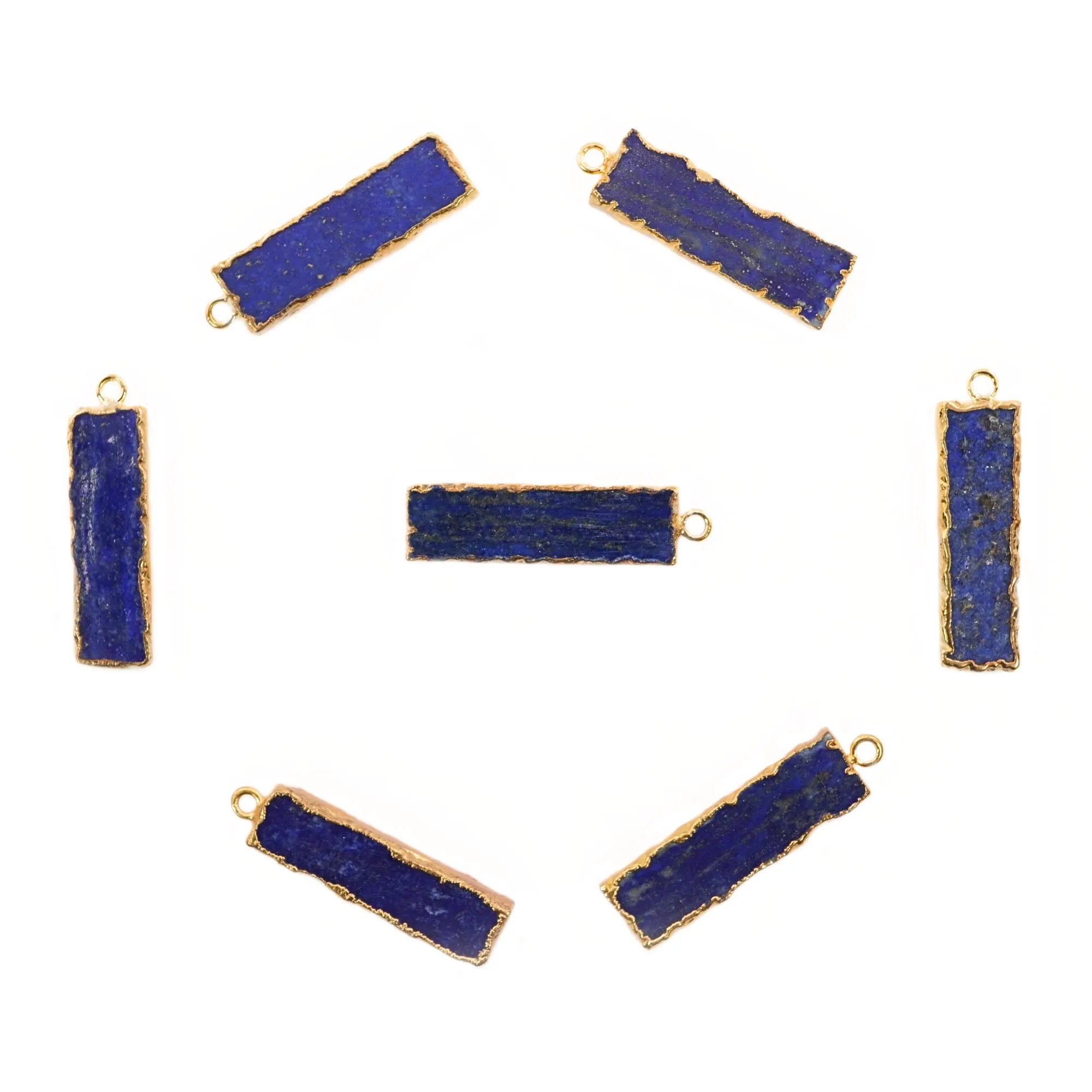 Lapis Lazuli Rectangle Bar Charm Connector Gold