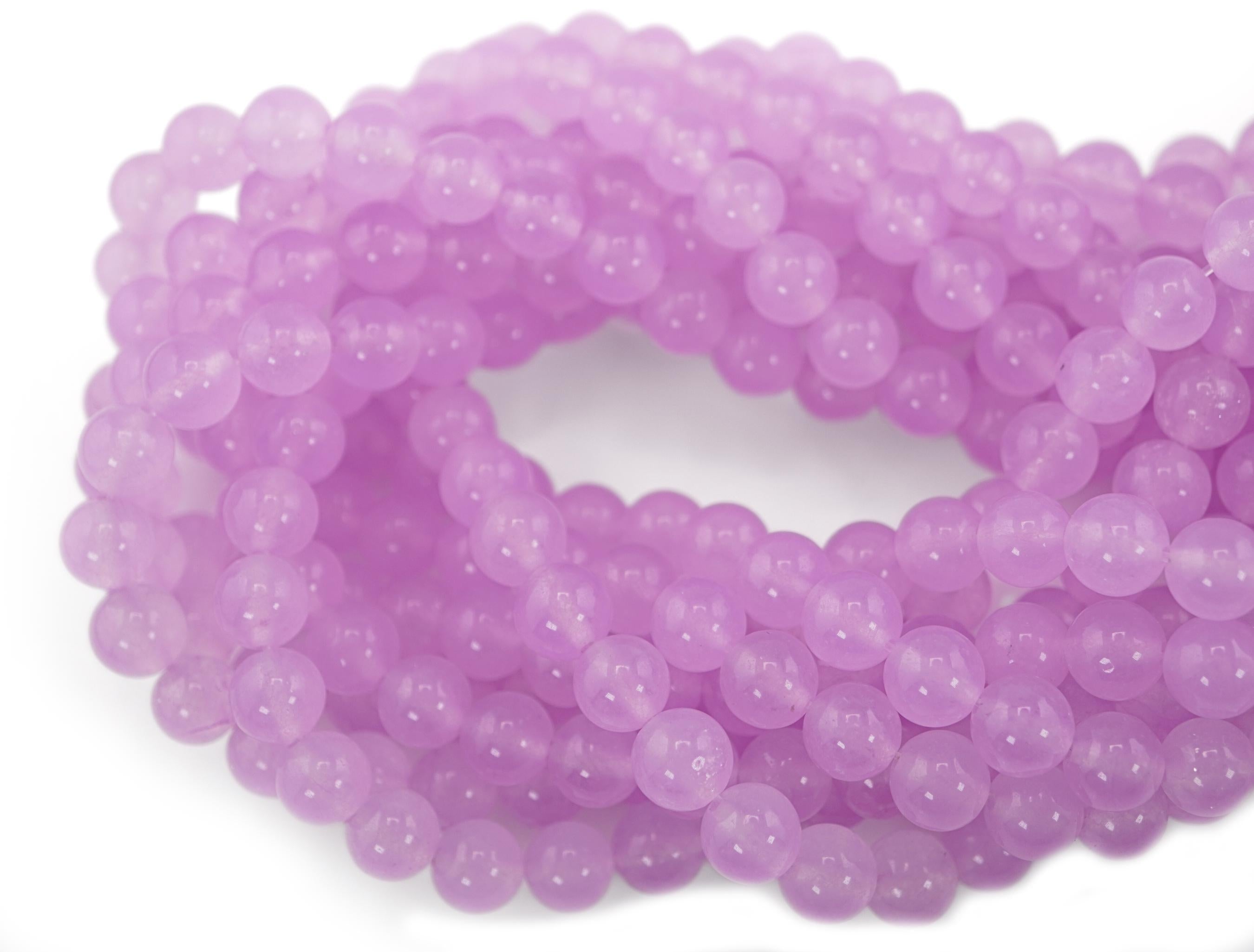 Lavender Chalcedony Round Shape Gemstone Beads Strand 