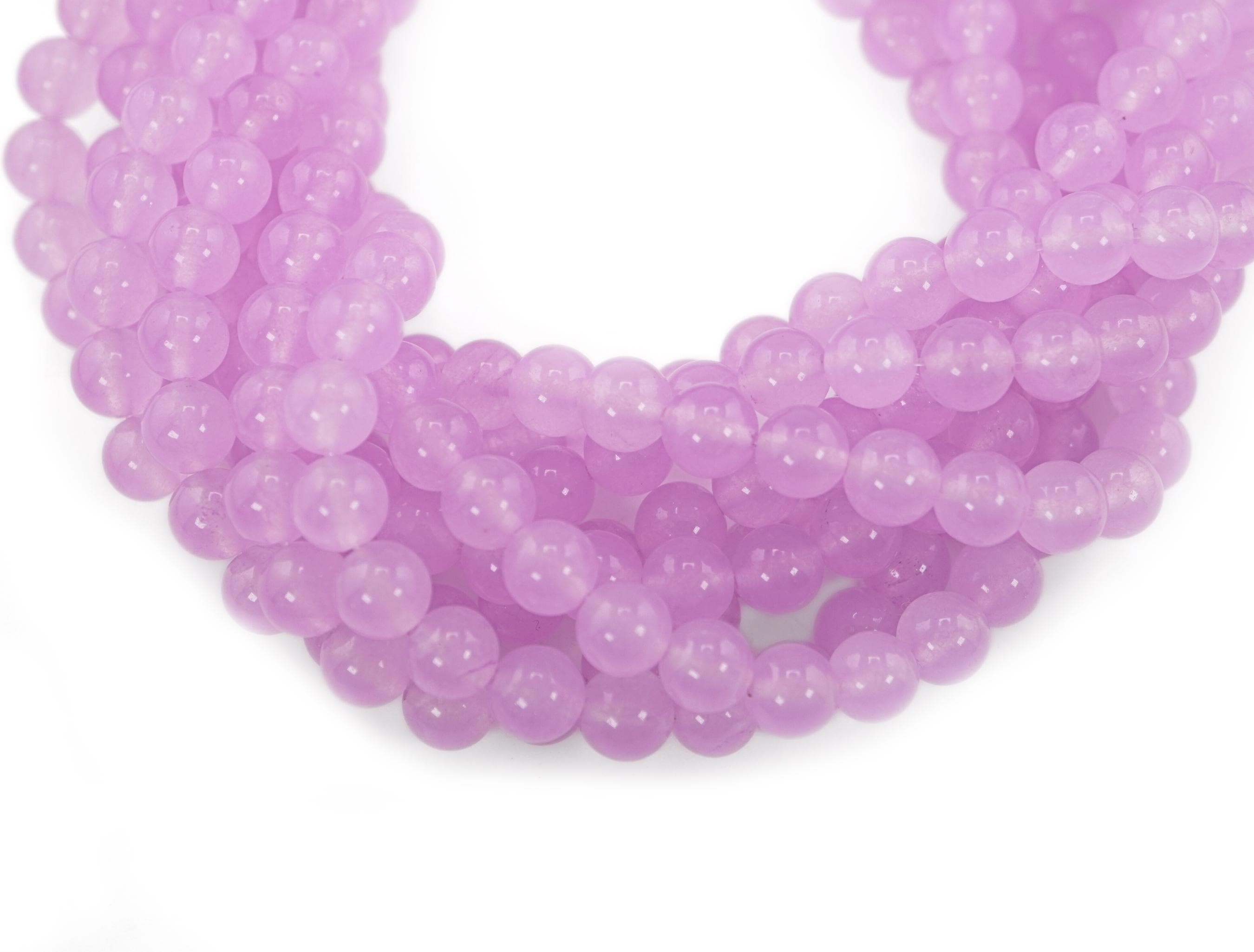 Lavender Chalcedony Round Shape Gemstone Beads Strand 