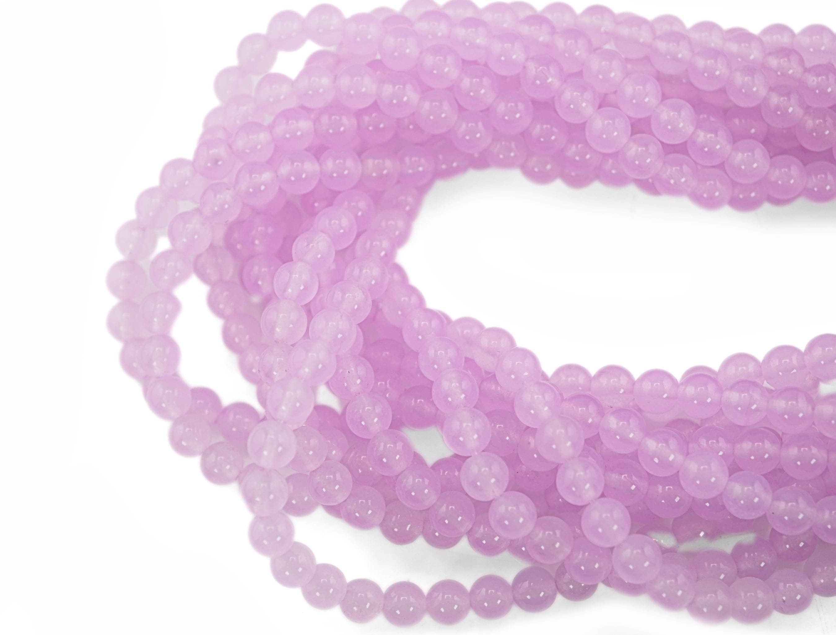 Lavender Chalcedony Smooth Round Shape Gemstone Beads Strand