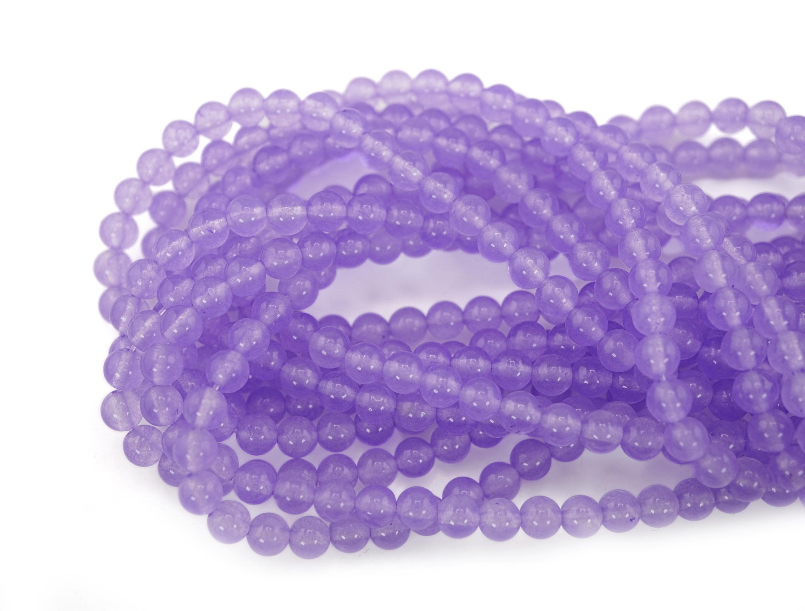 Lavender Chalcedony Smooth Round Shape Gemstone Strand Beads 