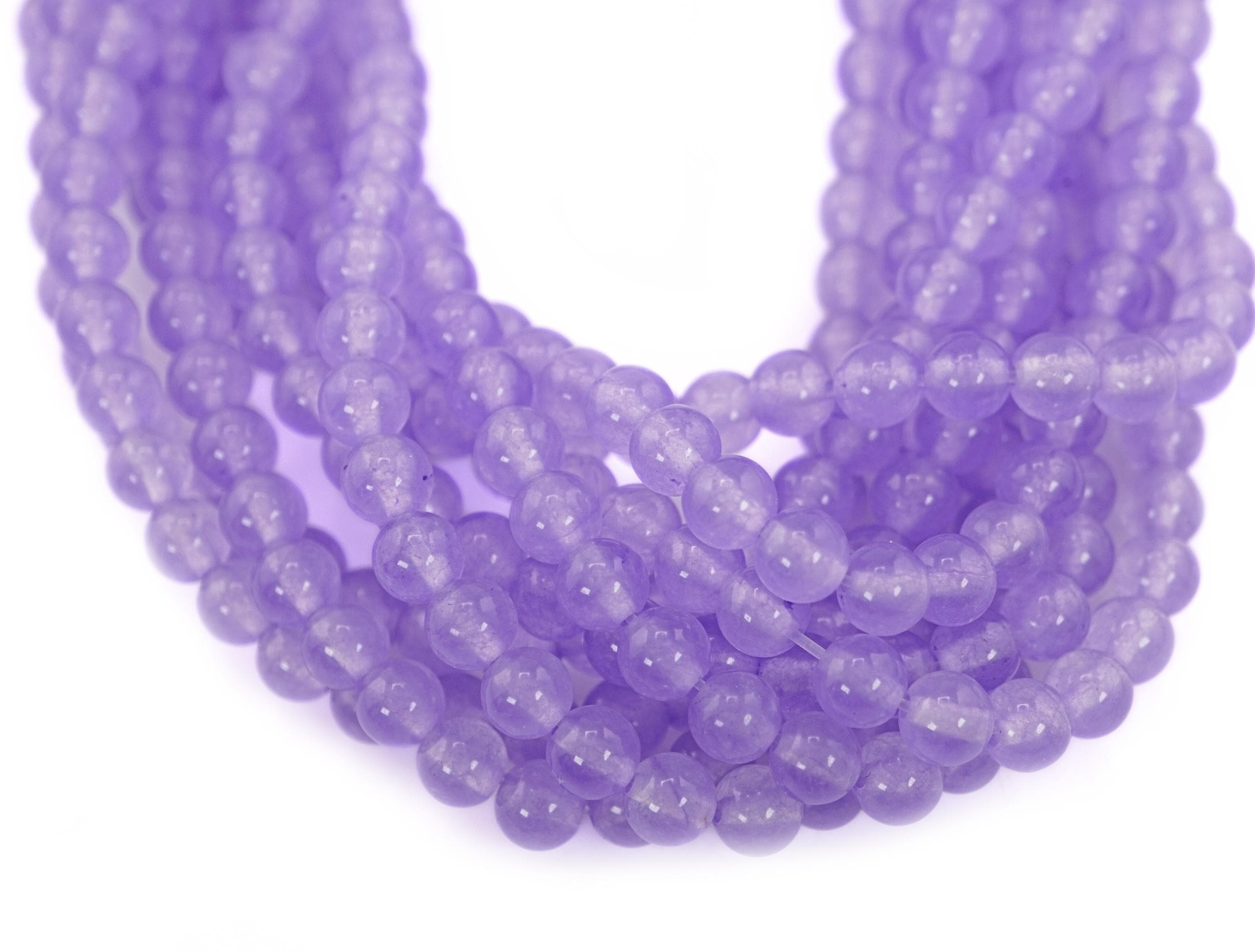 Lavender Chalcedony Smooth Round Shape Gemstone Strand Beads 