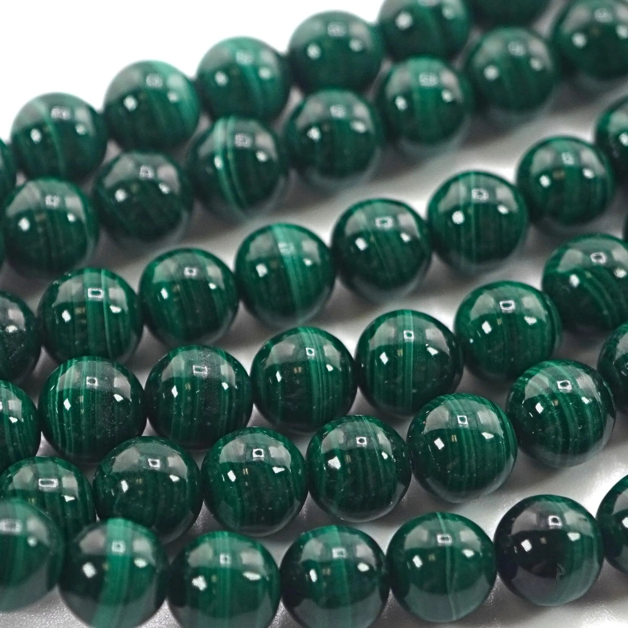 Malachite Smooth Round Shape Gemstone Strand Beads