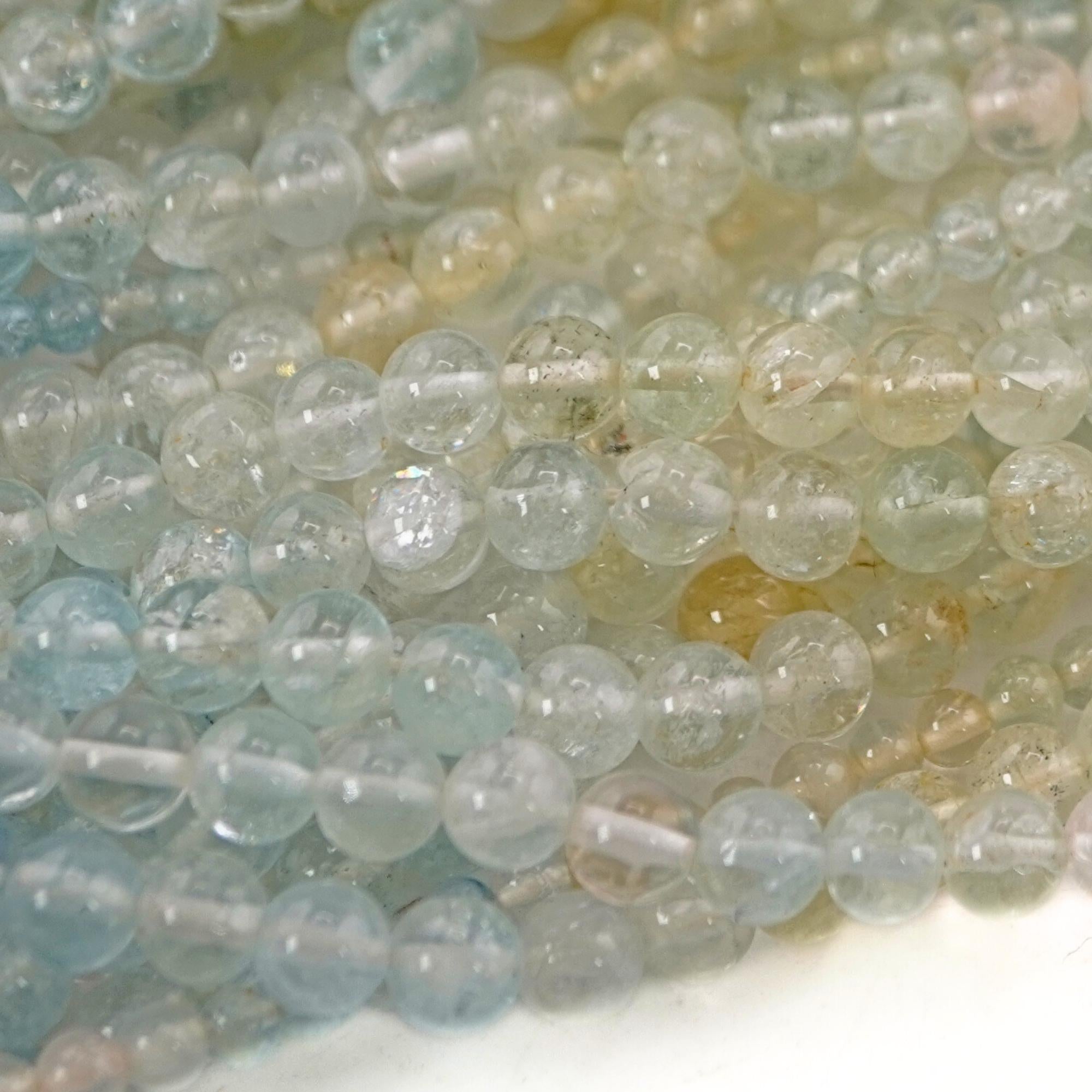 Multi Aquamarine Round Shape Gemstone Beads Strand Beads