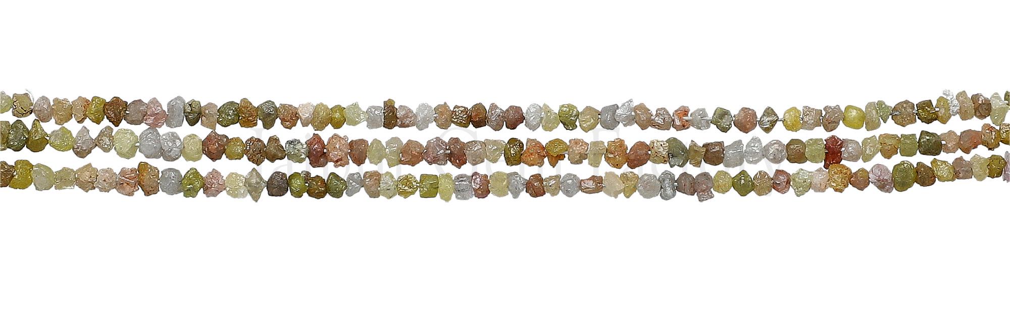 Multi Color Diamond Uncut Rough Shape Gemstone Beads Strand