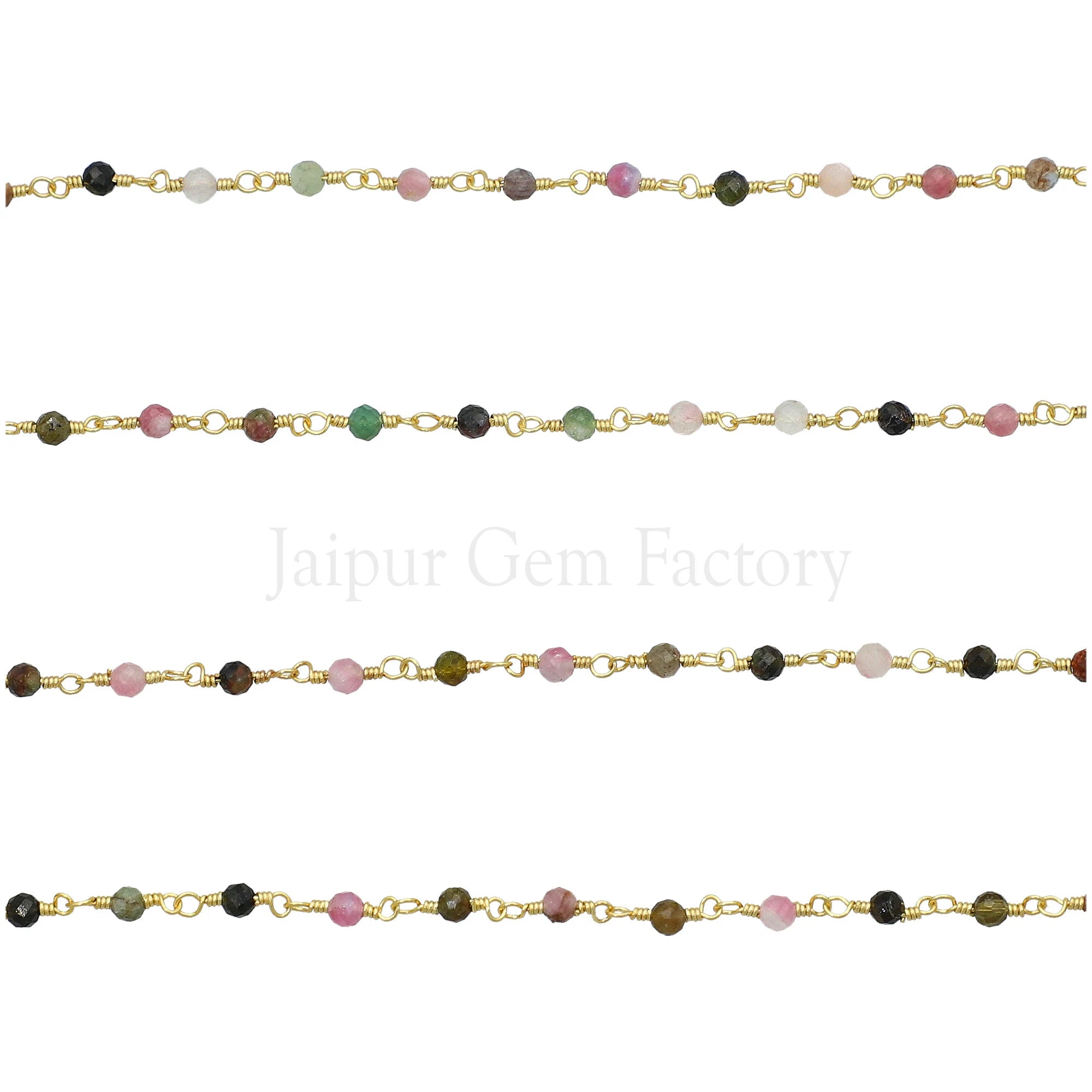 Multi tourmaline wire wrapped chain

