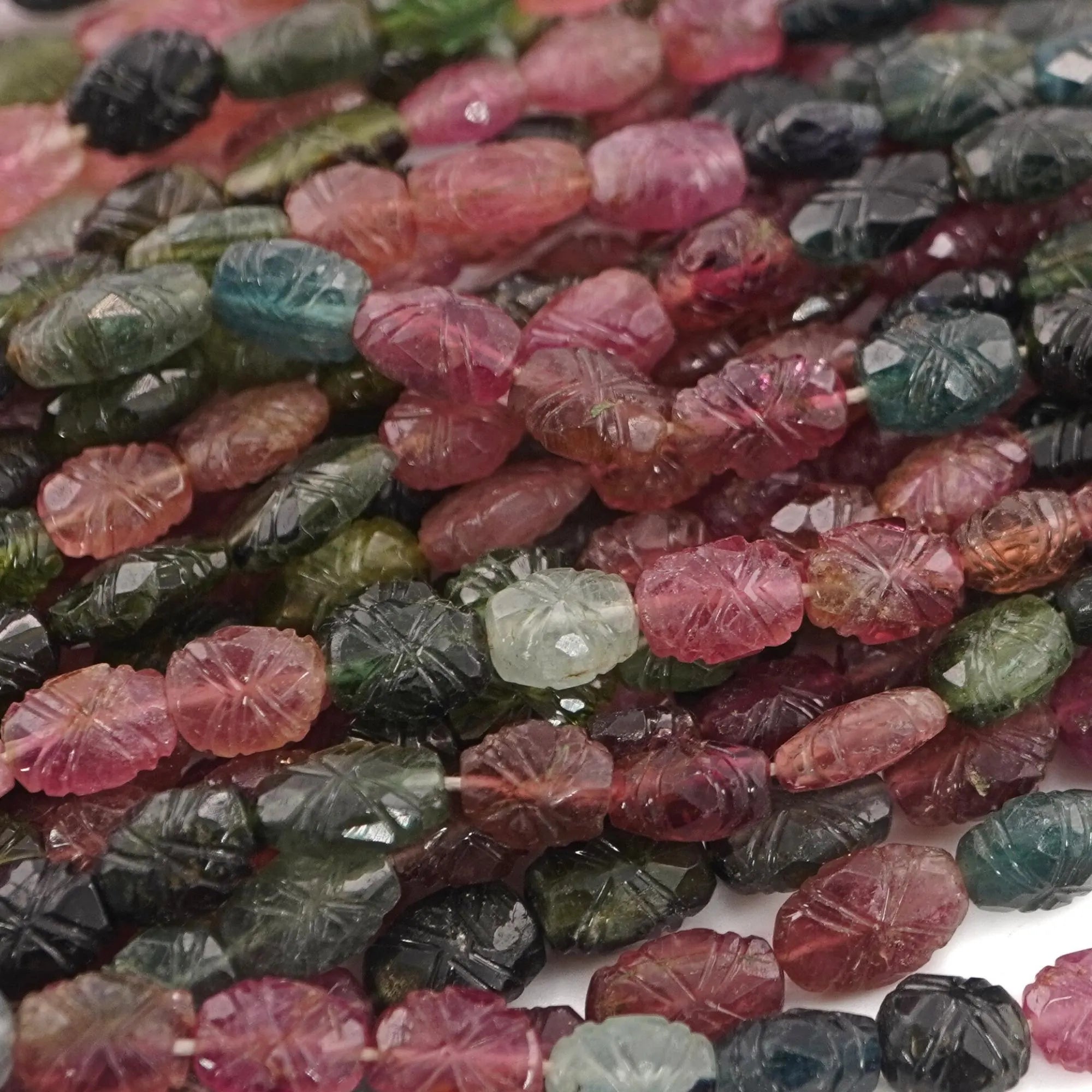 Multicolor Tourmaline Oval Shape Gemstone Strand Beads