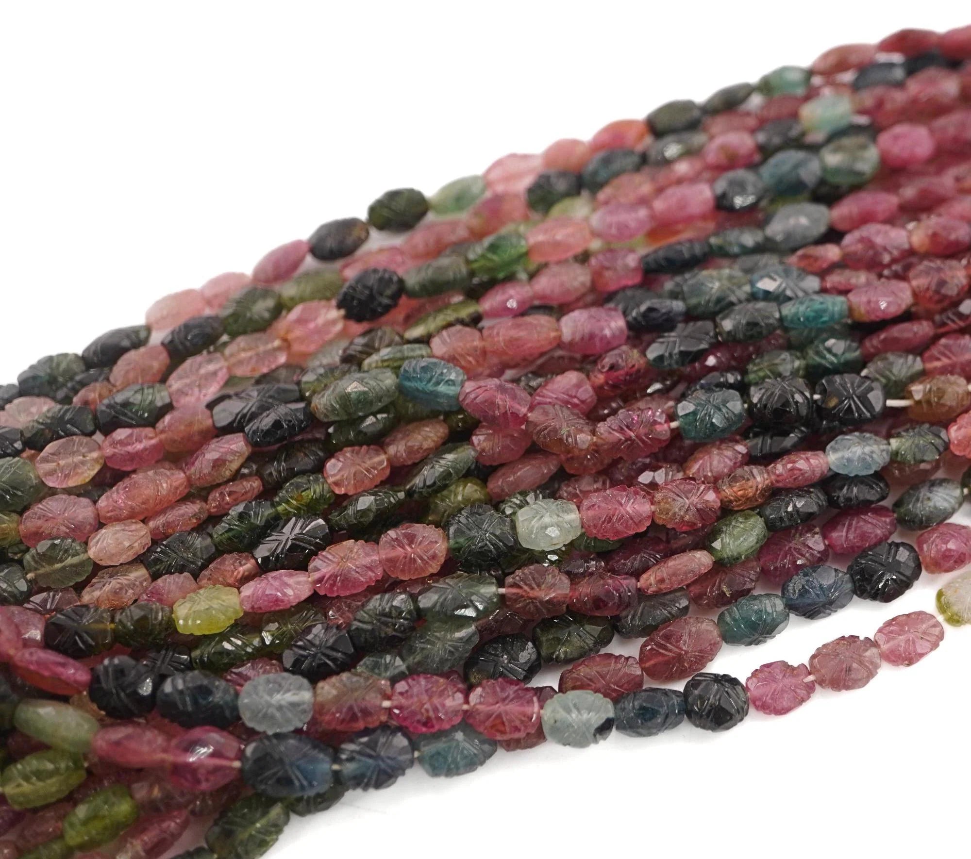 Multicolor Tourmaline Oval Shape Gemstone Strand Beads