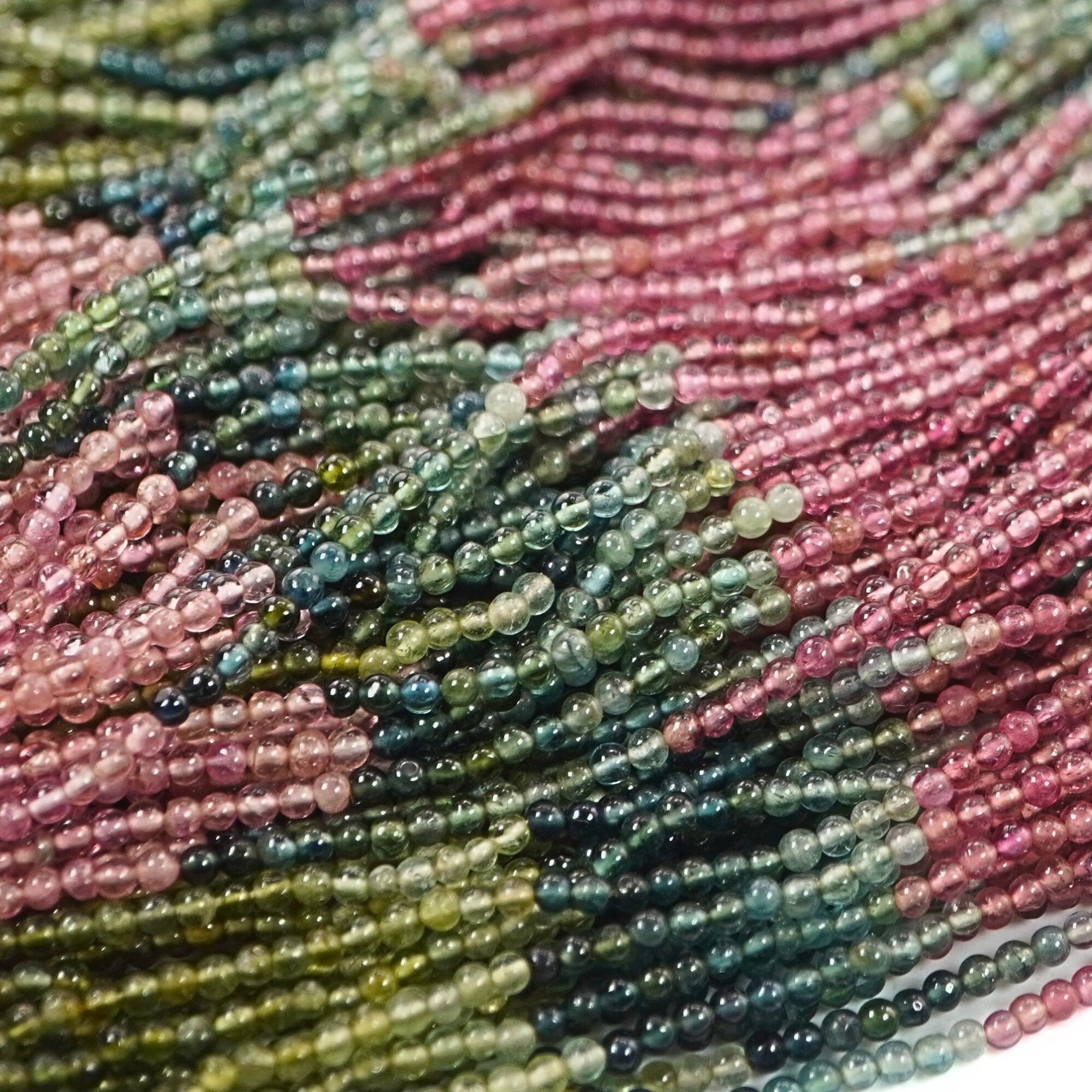Multicolor Tourmaline Smooth Round Shape Gemstone 15 inches Strand Beads