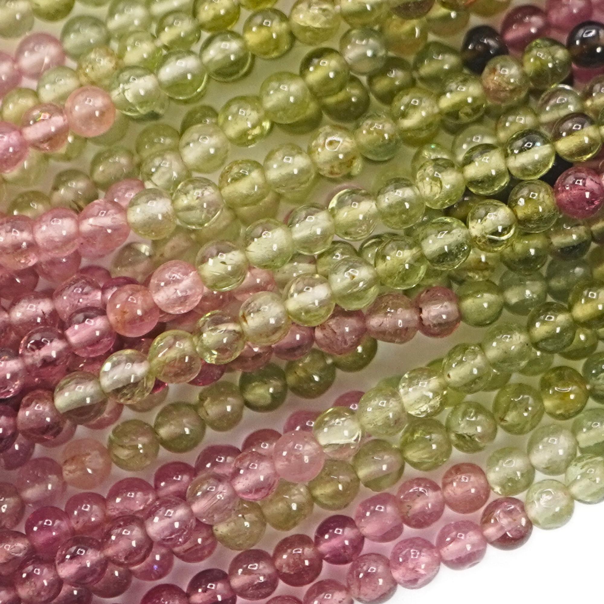 Multicolor Tourmaline Smooth Round Shape Gemstone 15 inches Strand Beads