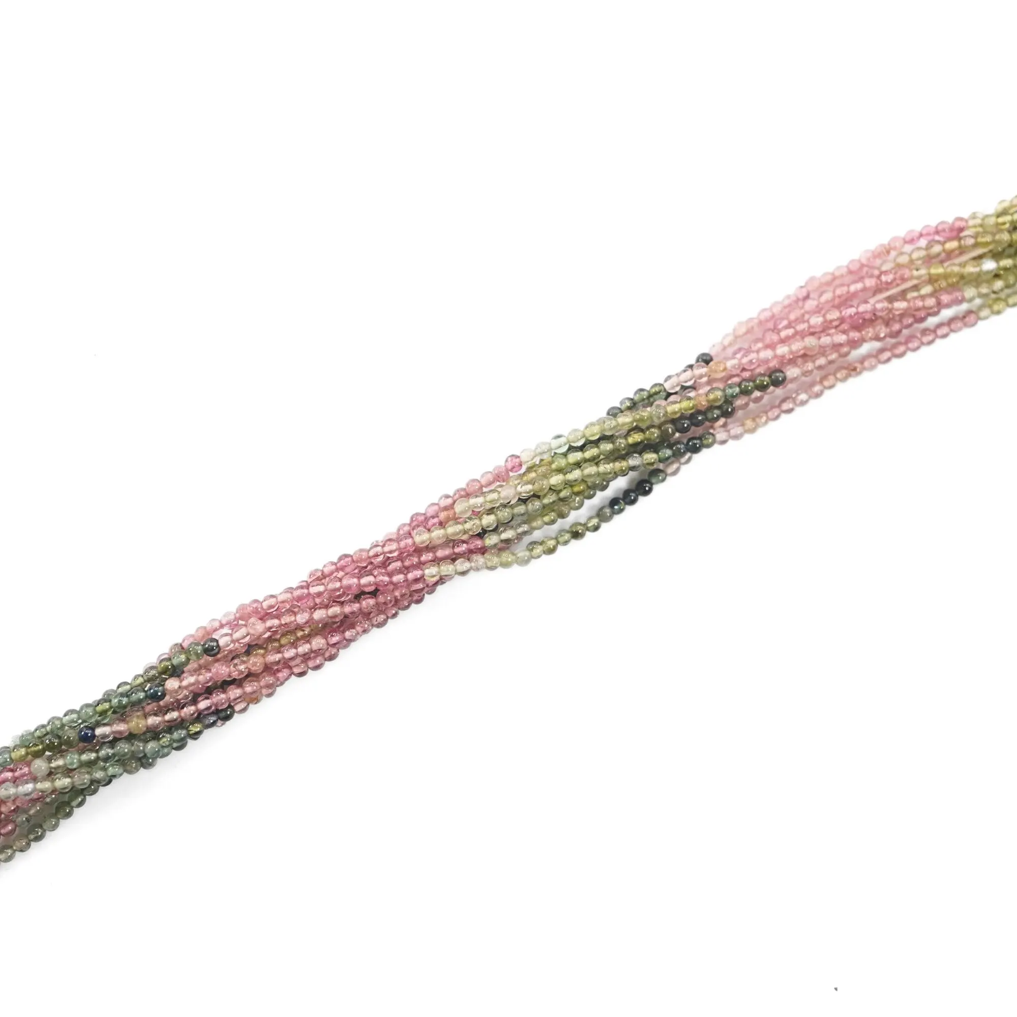 Multicolor Tourmaline Smooth Round Shape Gemstone Stand Beads