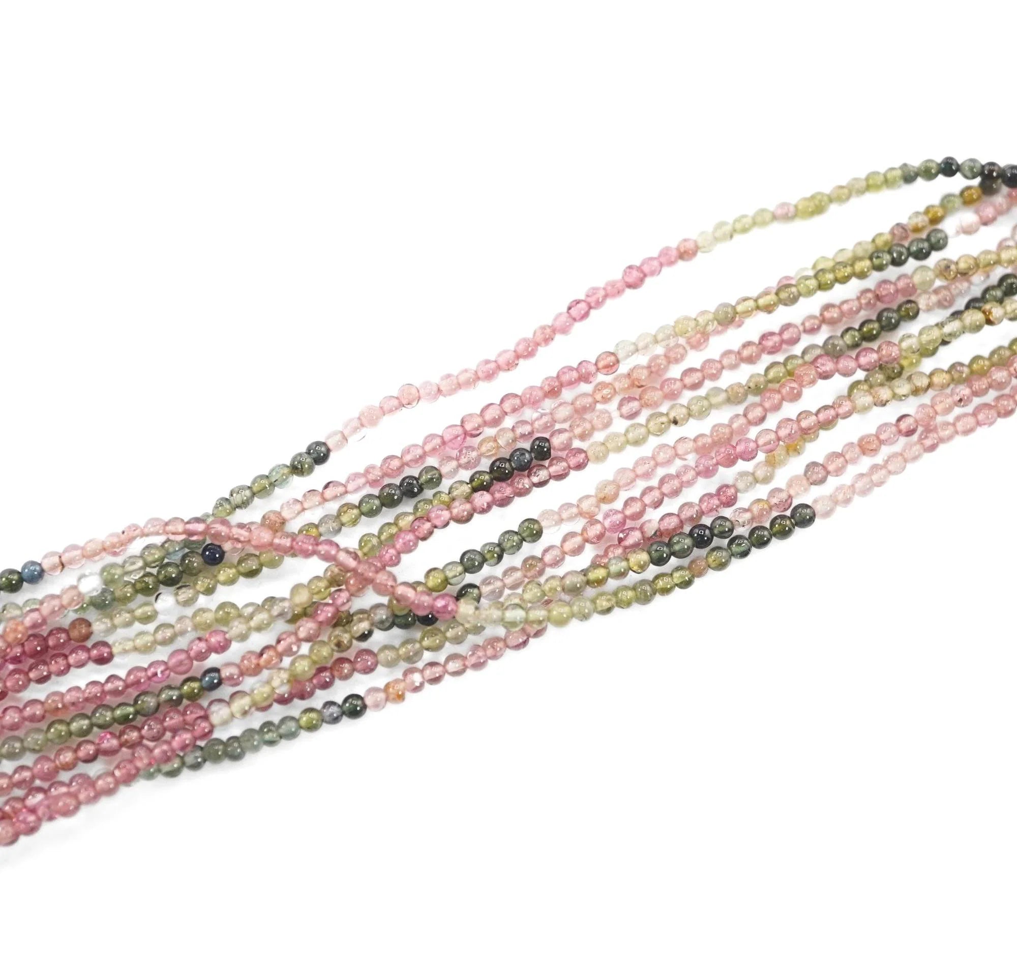 Multicolor Tourmaline Smooth Round Shape Gemstone Stand Beads