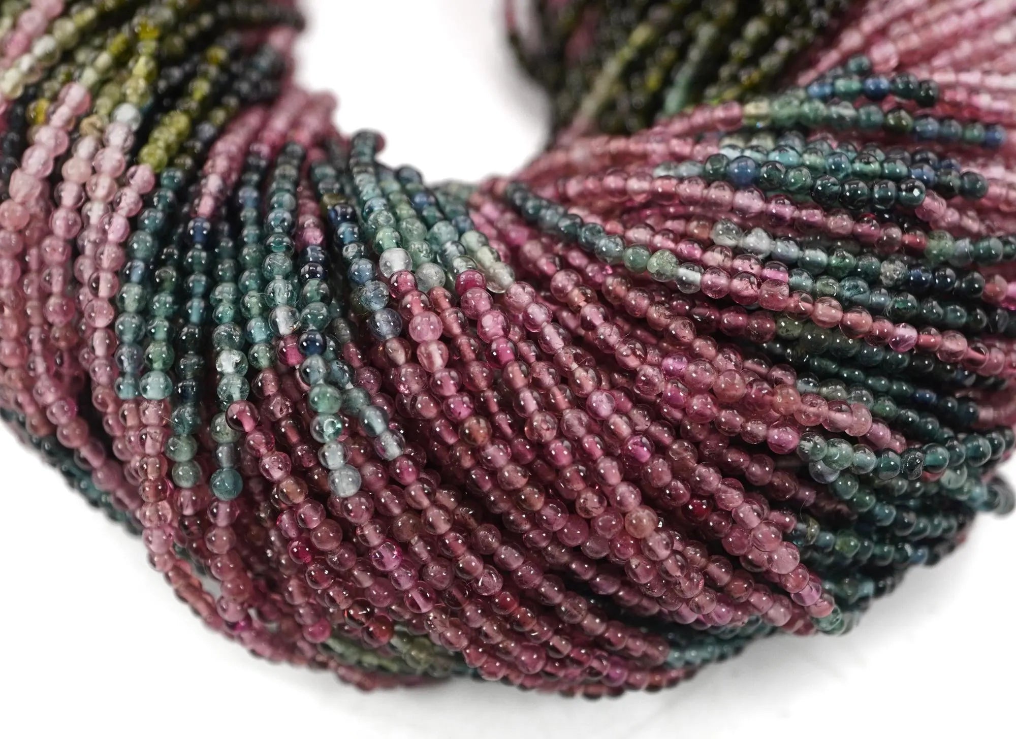 Multicolor Tourmaline Smooth Round Shape Gemstone Strand Beads