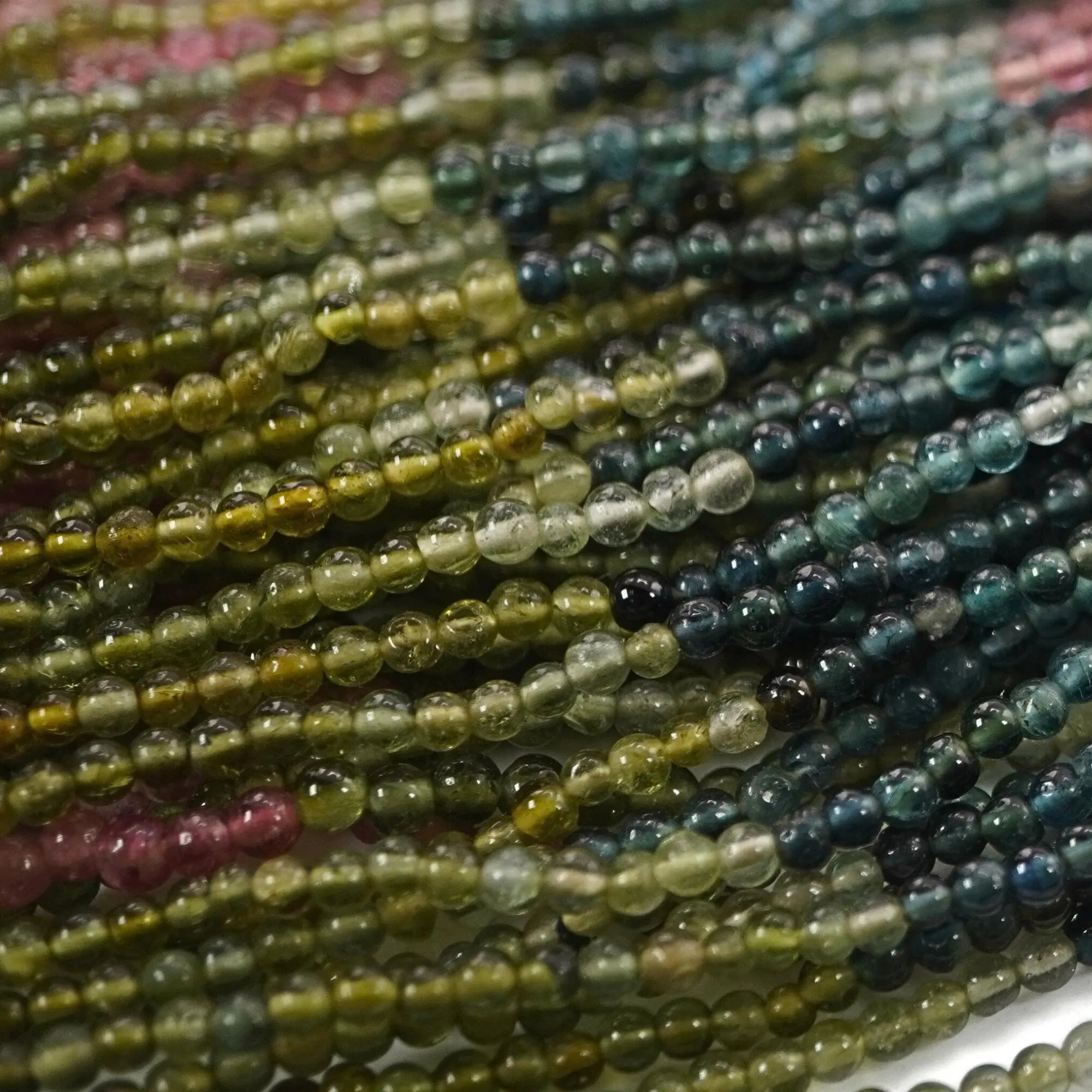Multicolor Tourmaline Smooth Round Shape Gemstone Strand Beads