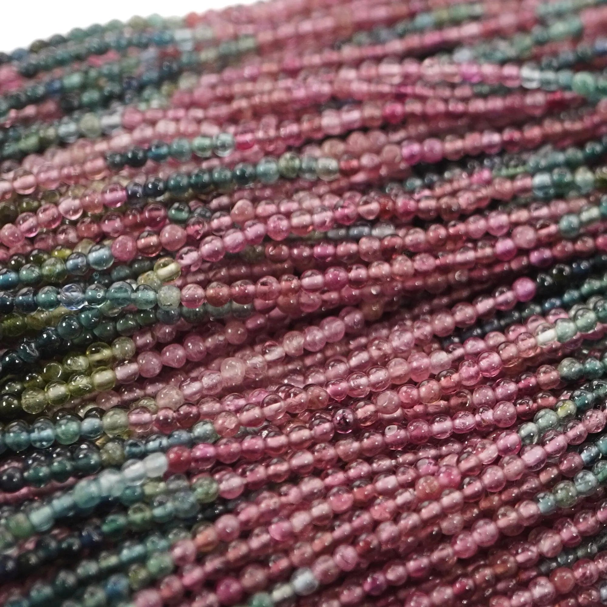 Multicolor Tourmaline Smooth Round Shape Gemstone Strand Beads