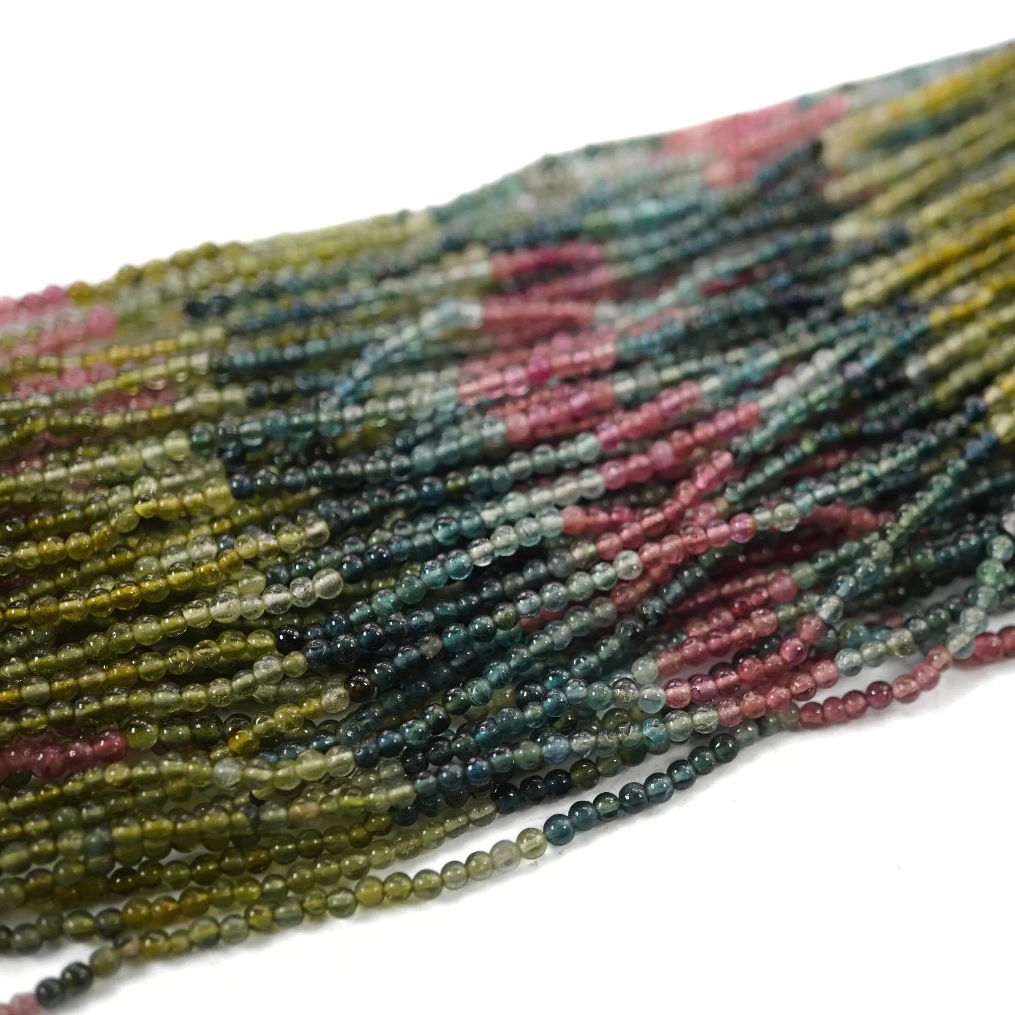 Multicolor Tourmaline Smooth Round Shape Gemstone Strand Beads