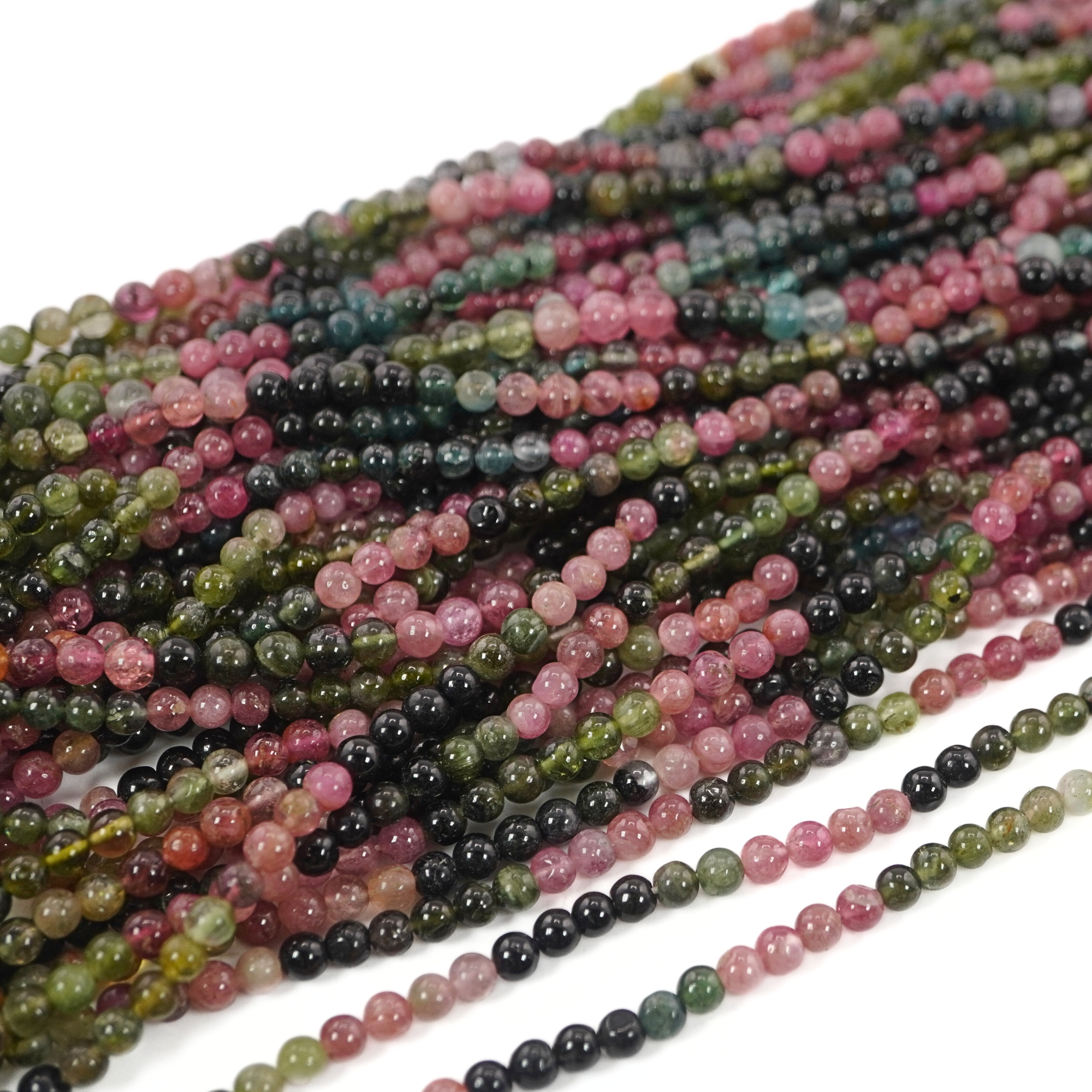Multicolor Tourmaline Smooth Round Shape Gemstone Strand Beads