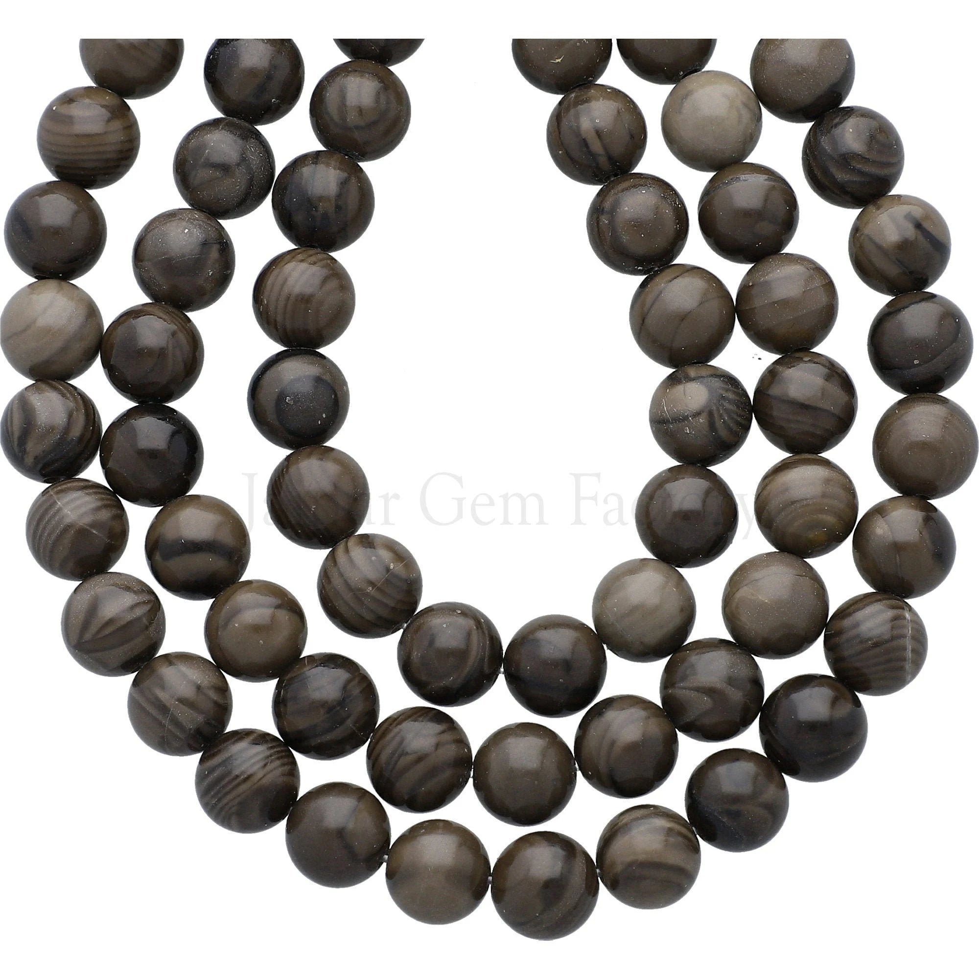 Natural Coffee Wood Jasper Smooth Round Shape Gemstone Beads Strand 