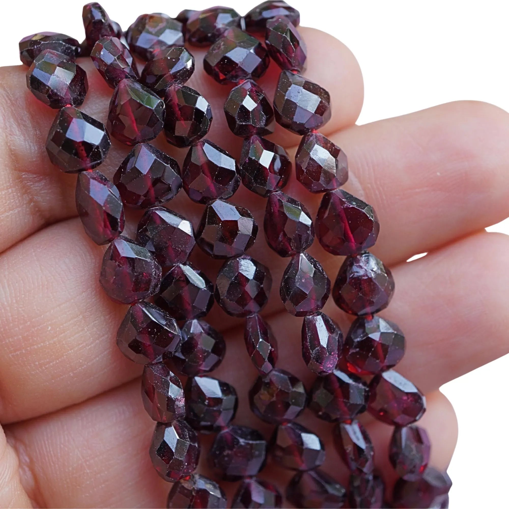 Natural Red Garnet Faceted Heart Shape Gemstone Beads Strand