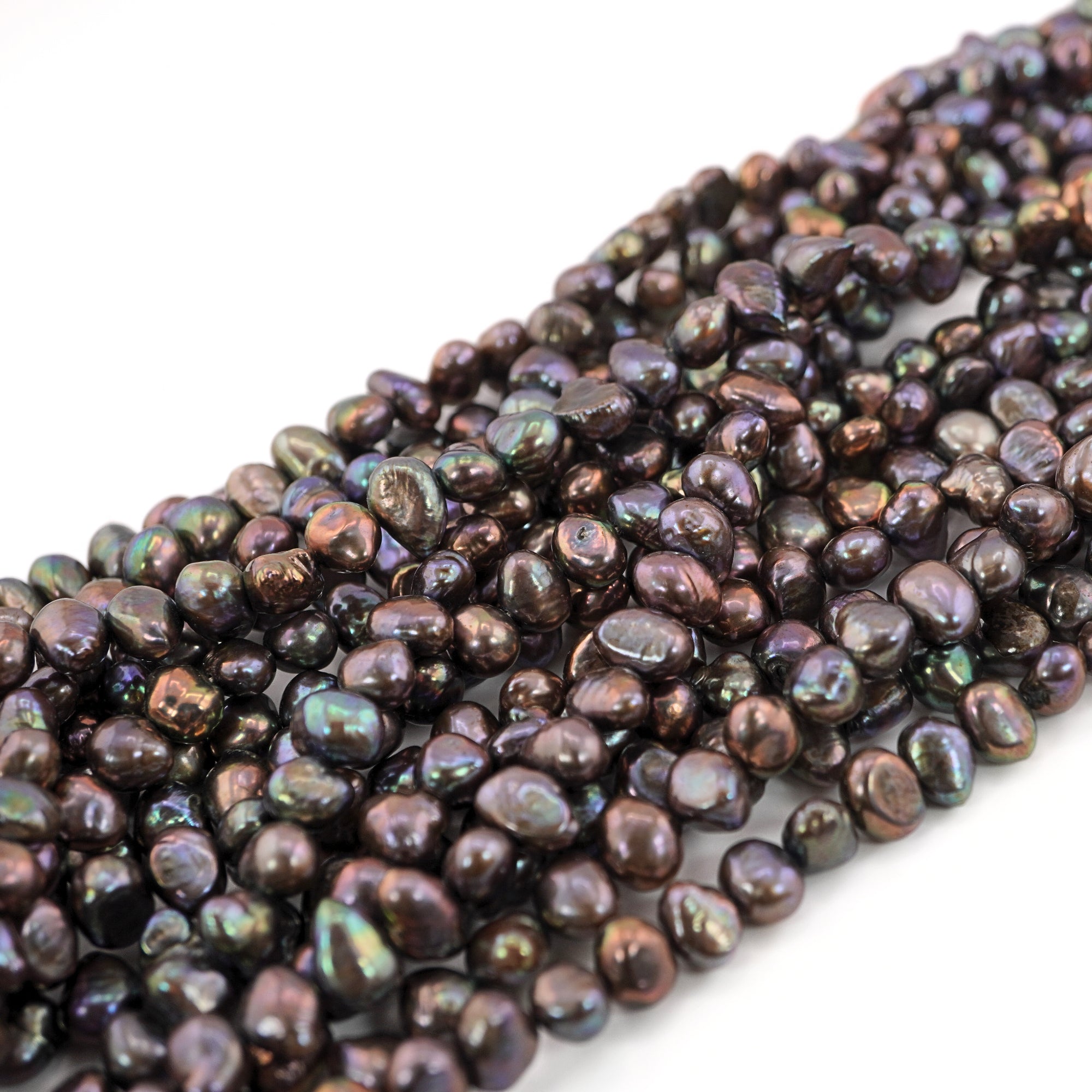 Natural Baroque Freshwater Pearls in Peacock Hues

