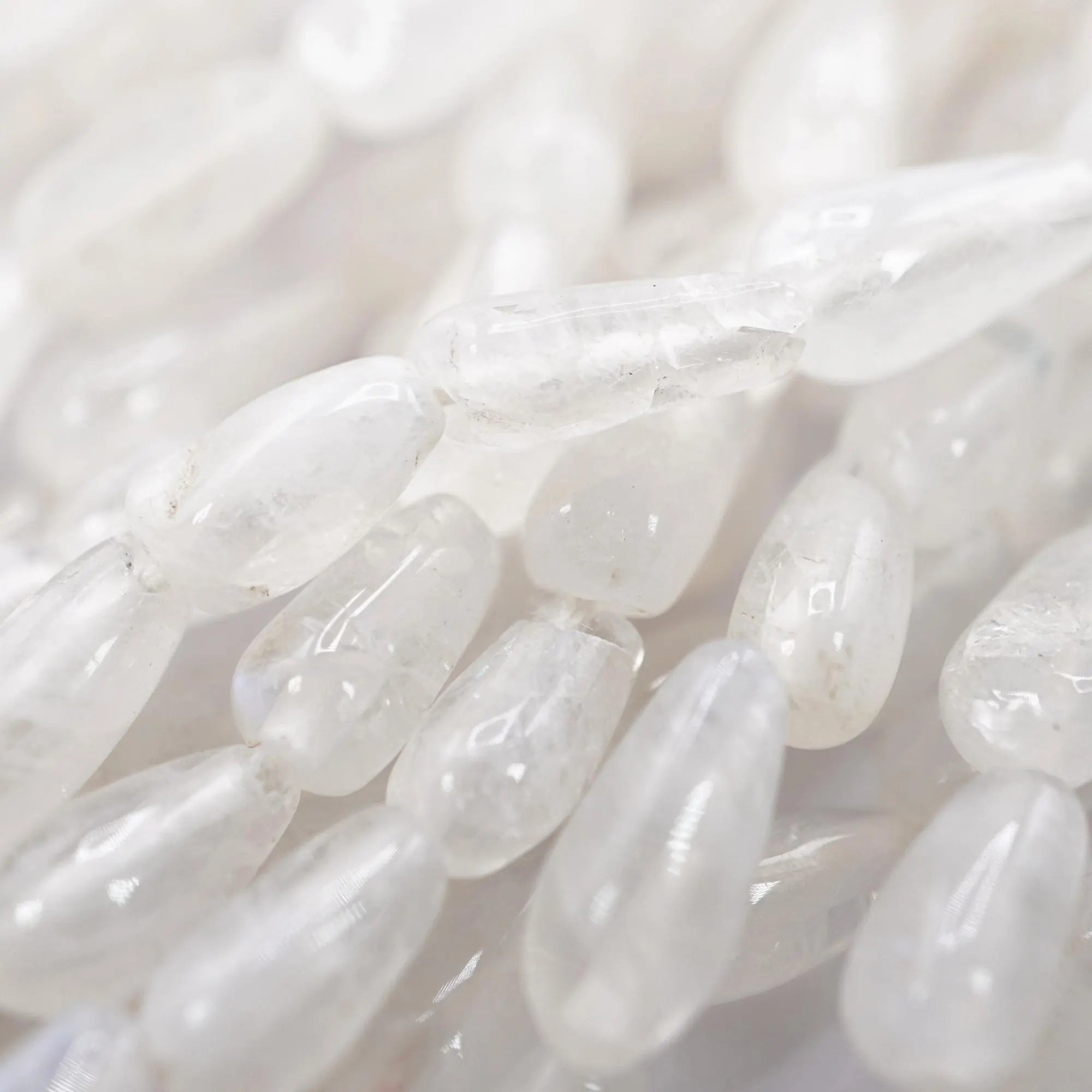 Natural gemstone beads drop shape rainbow moonstone