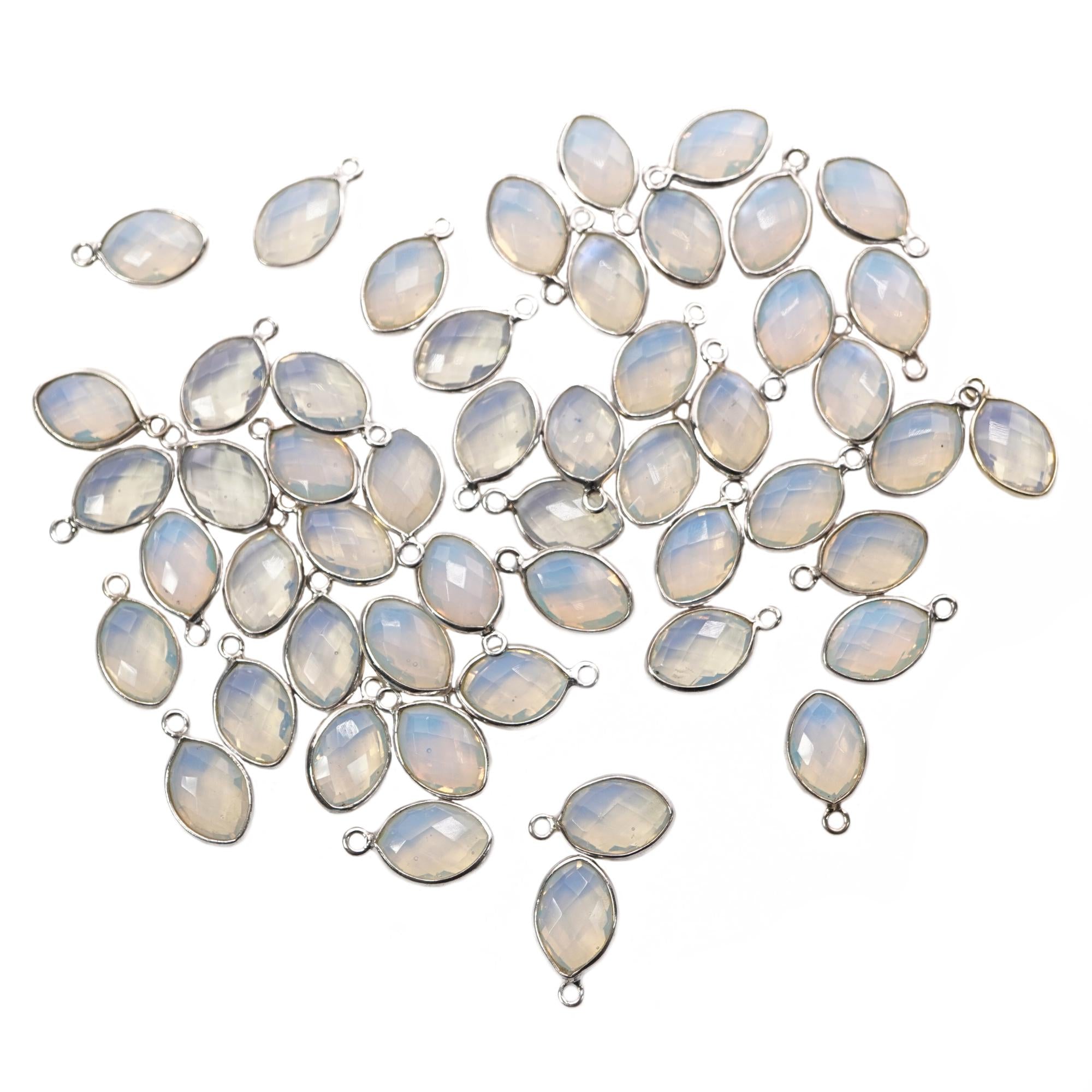 Opalite Marquise Gemstone Sterling Silver Bezel Findings Charm Pendant 