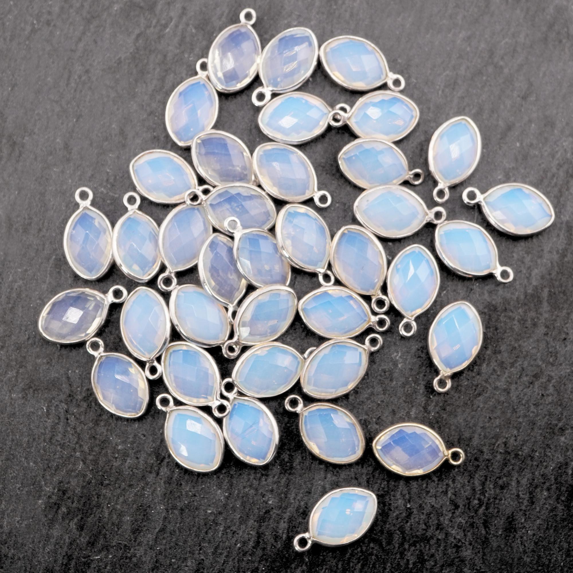 Opalite Marquise Gemstone Sterling Silver Bezel Findings Charm Pendant 