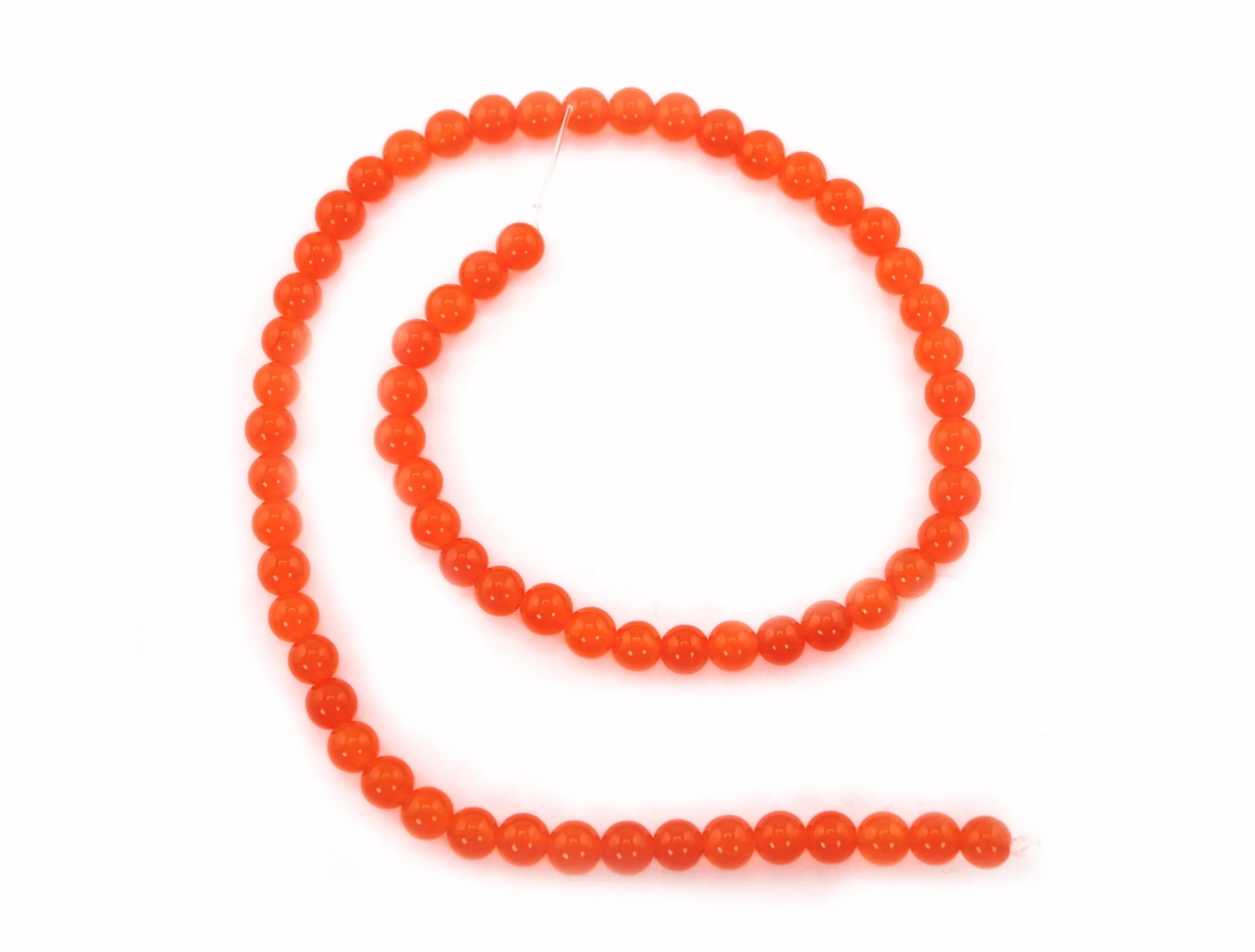 Orange Chalcedony Smooth Round Shape Gemstone Strand Beads