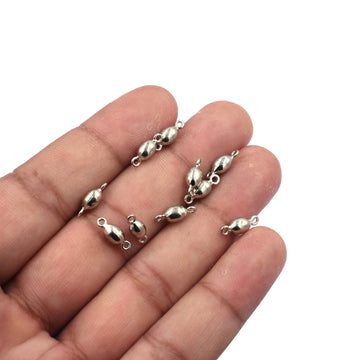 Oval pipe silver connector charms

