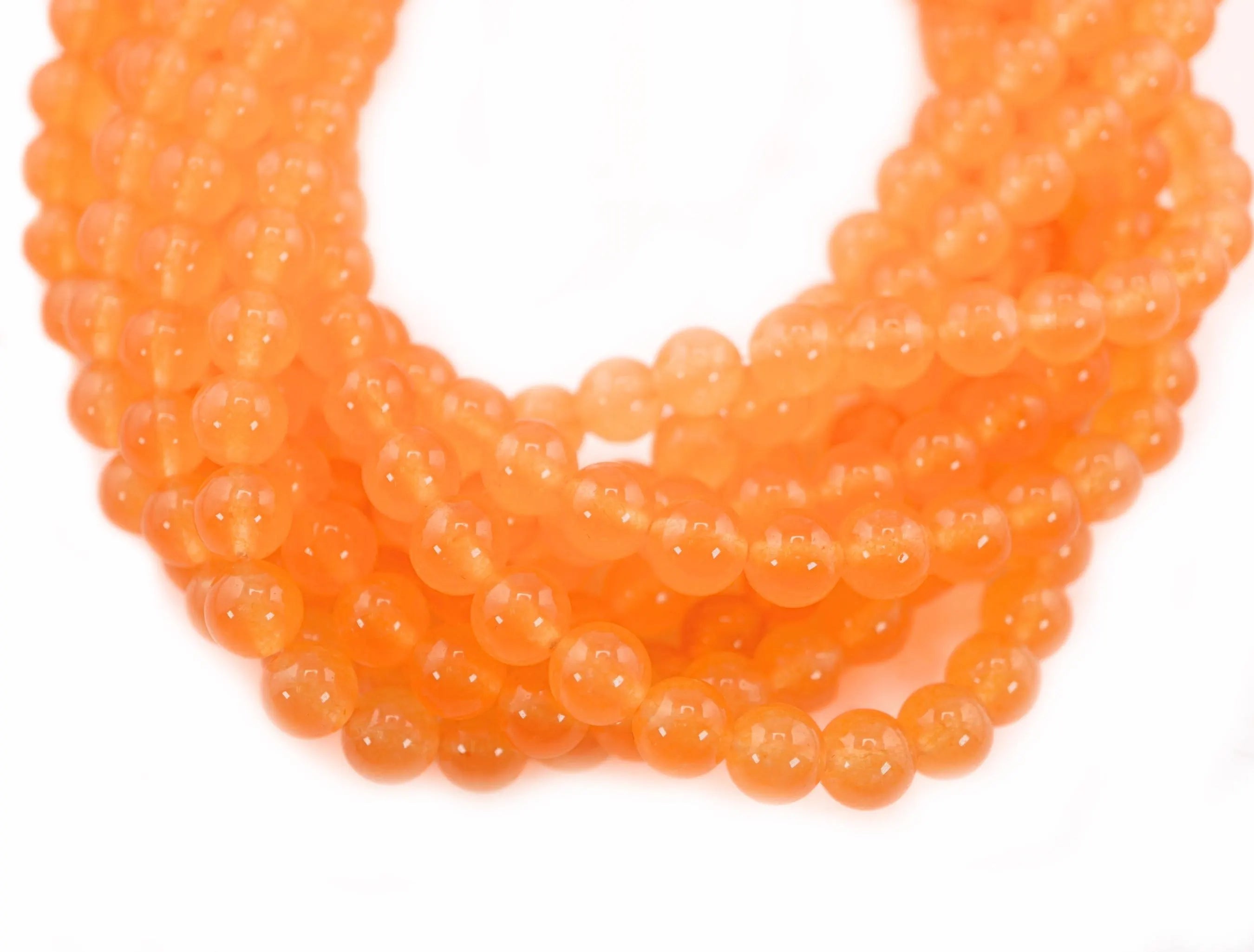 Peach Chalcedony Smooth Round Beads Strand