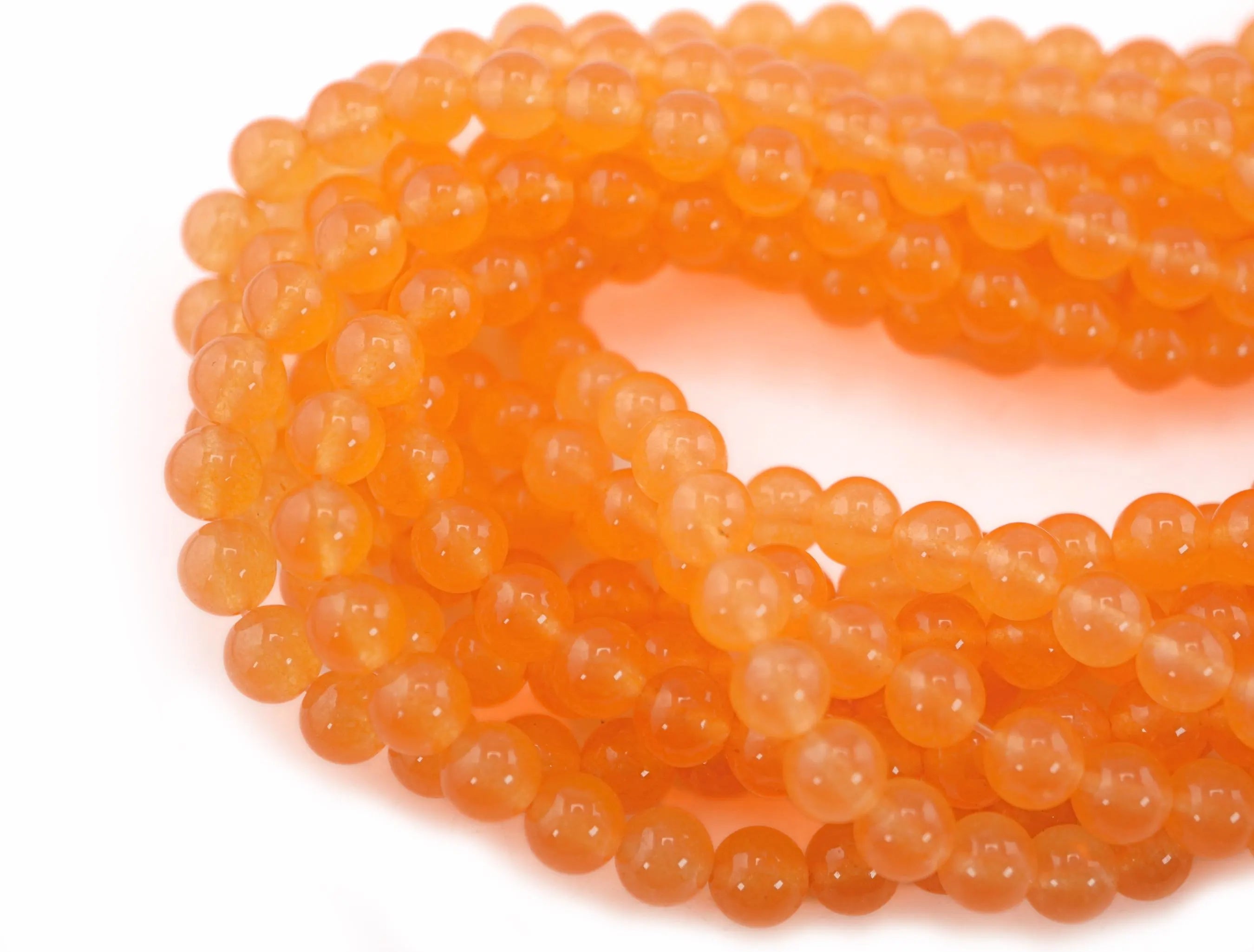 Peach Chalcedony Smooth Round Beads Strand