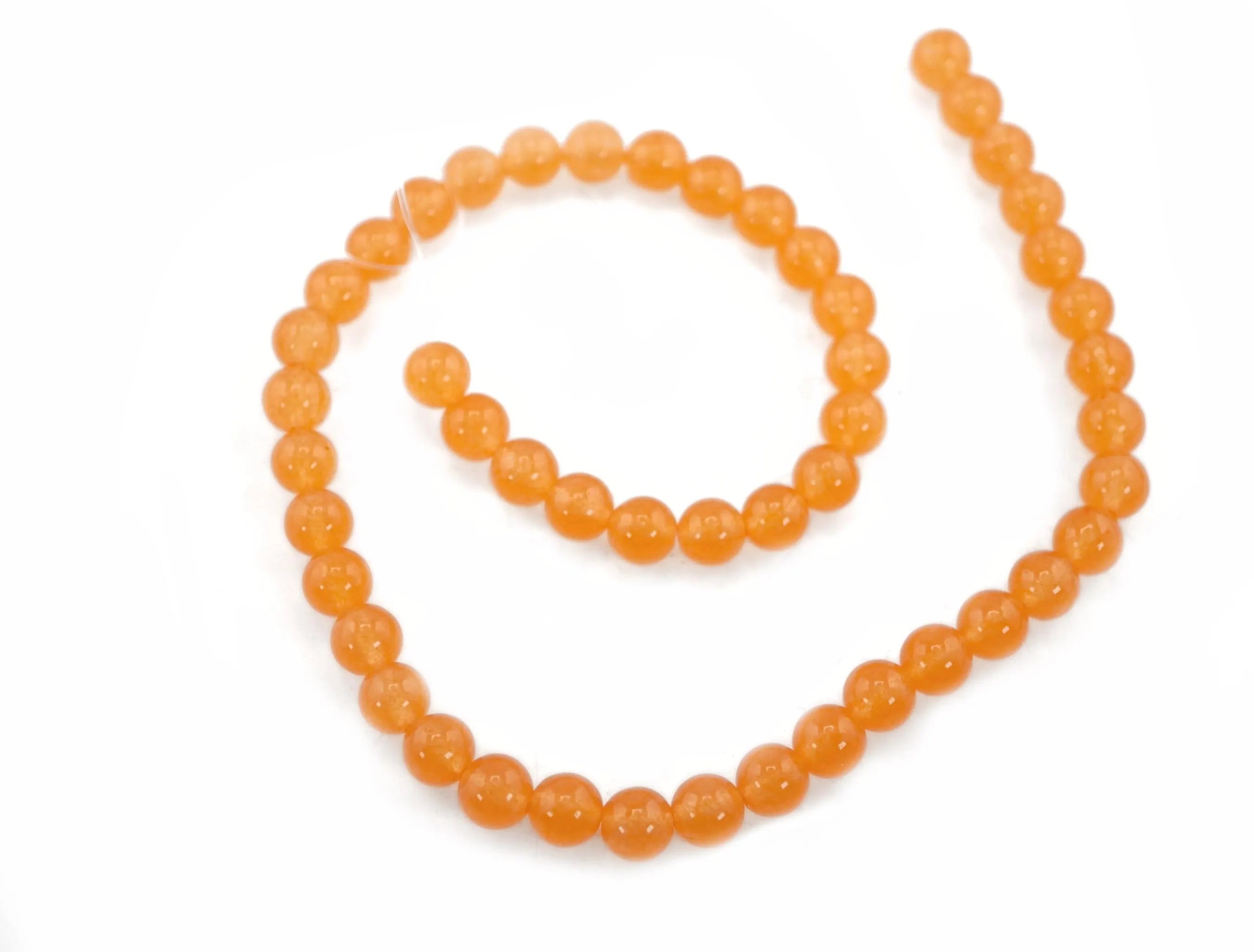 Peach Chalcedony Smooth Round Beads Strand