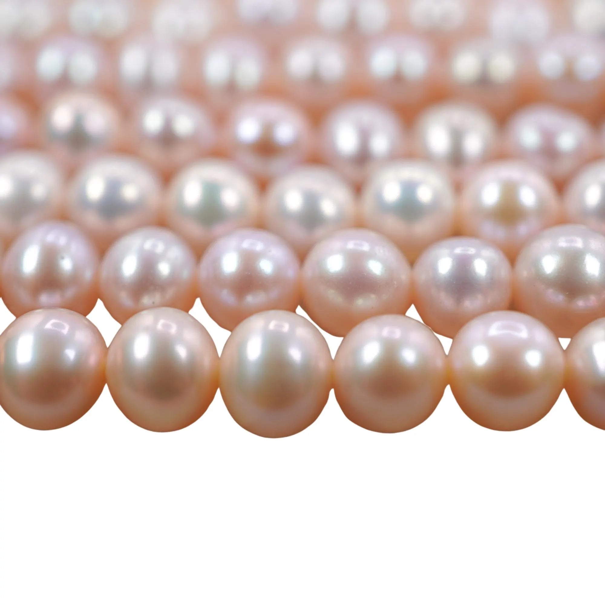 Peach Freshwater Pearl Round Shape Strand Beads