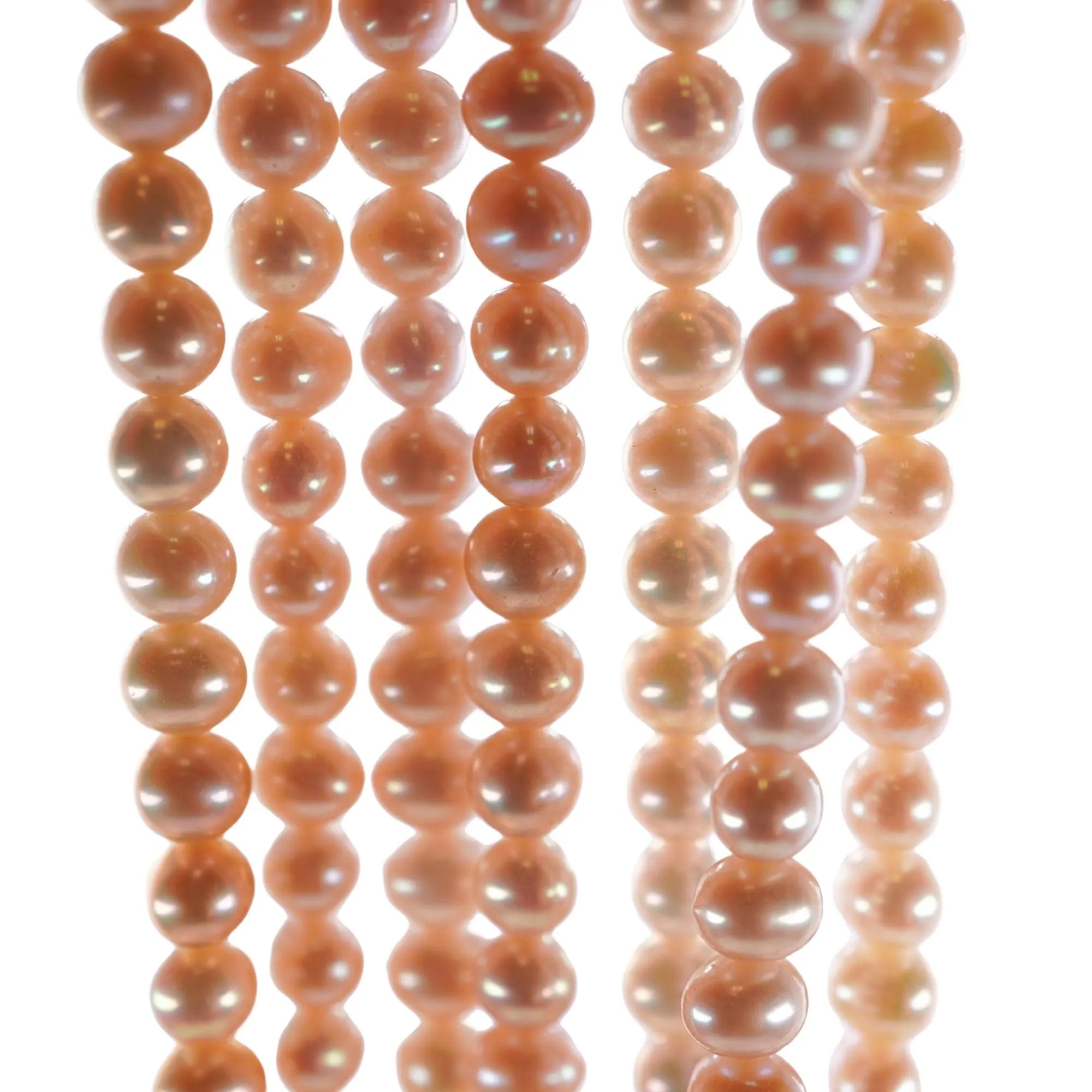 Peach Freshwater Pearl Round Shape Strand Beads