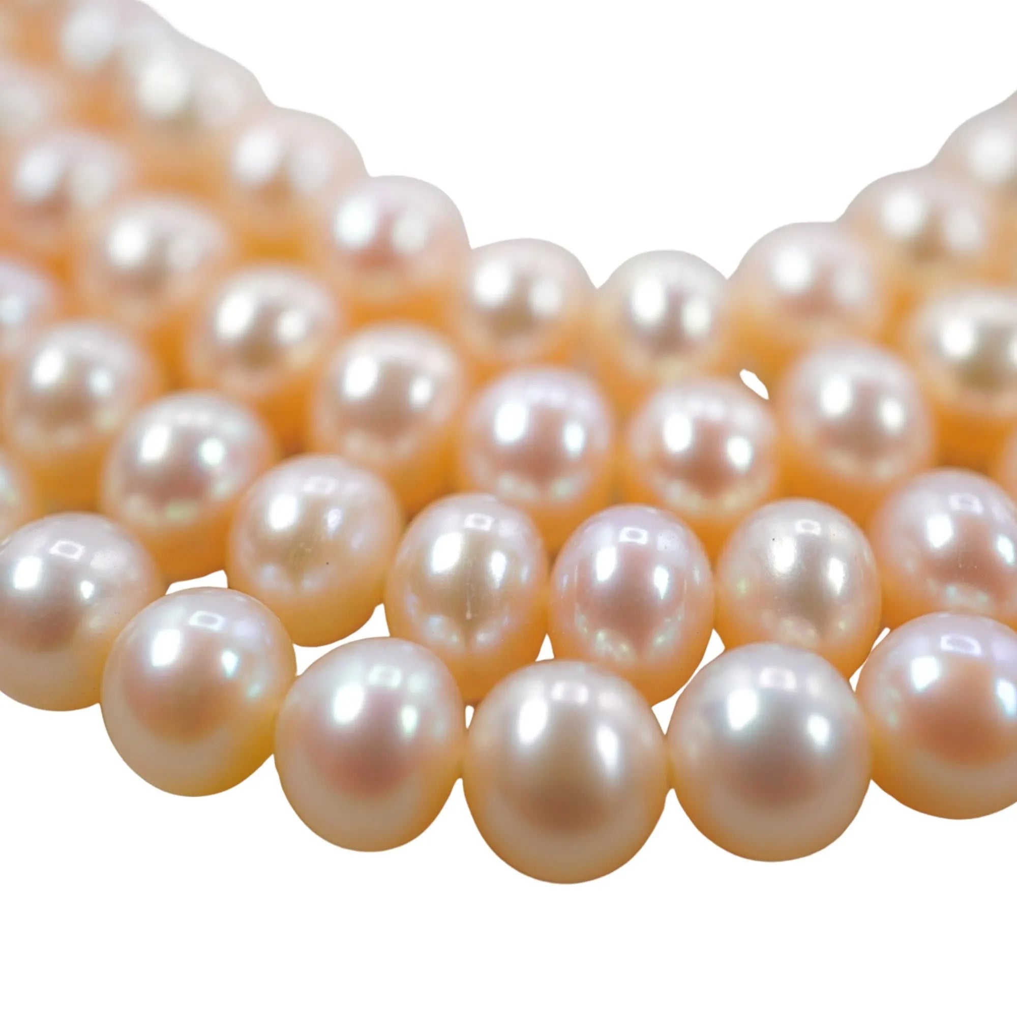 Peach Freshwater Pearls Near Rondelle Strand Beads