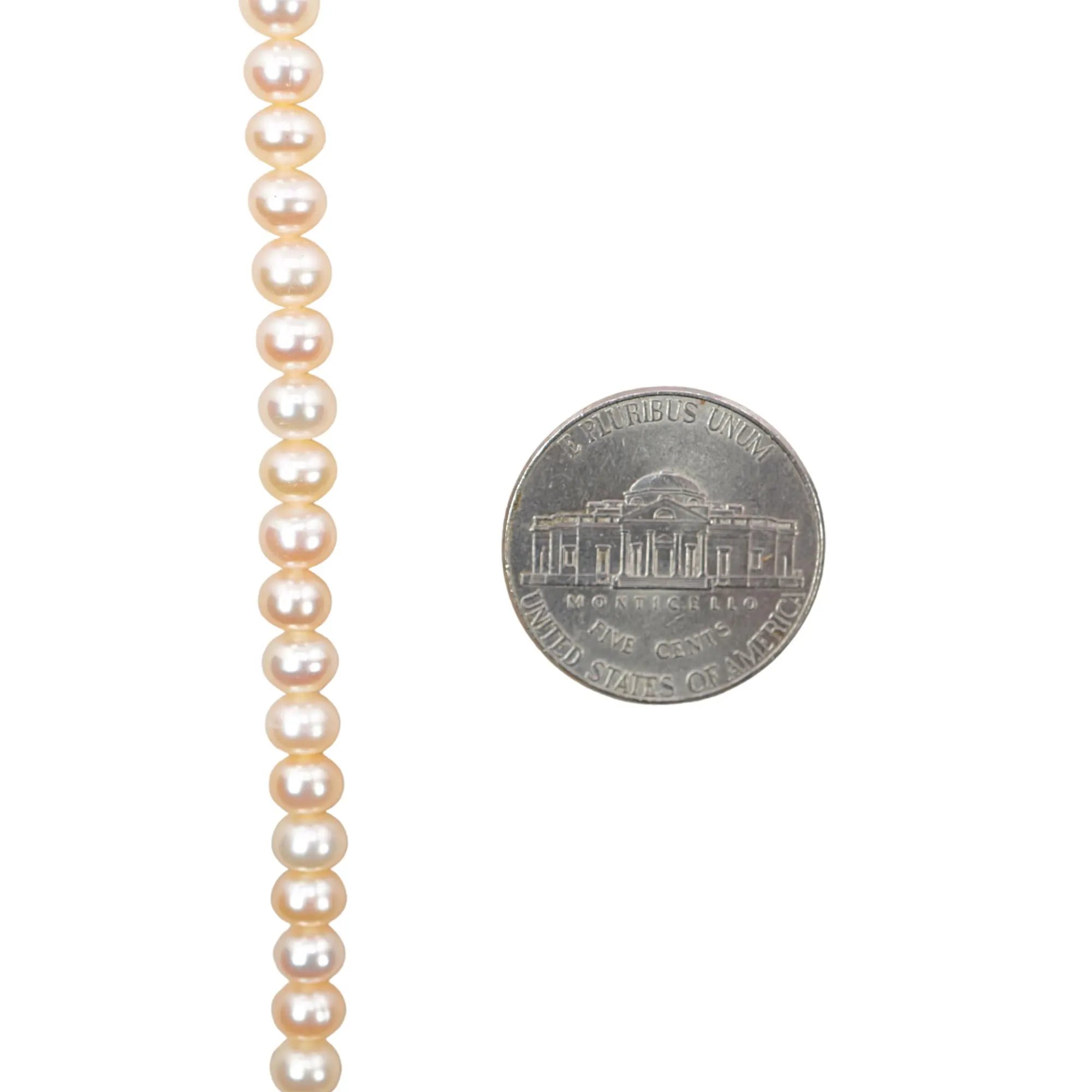 Peach Freshwater Pearls Near Rondelle Strand Beads