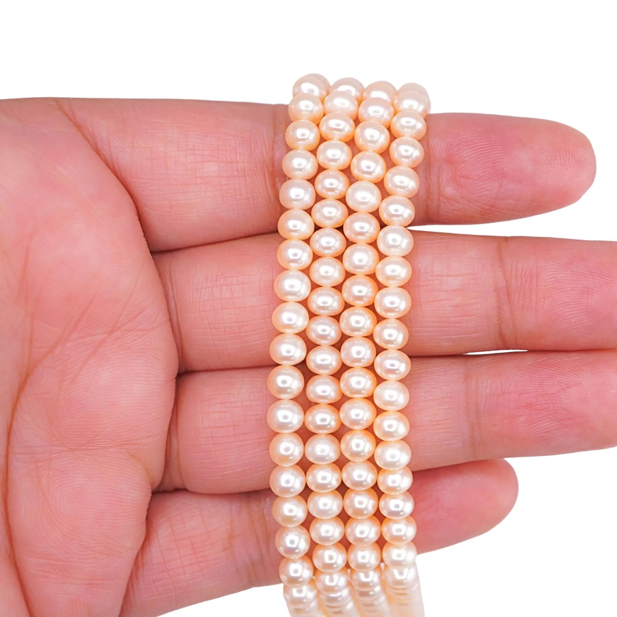 Peach Freshwater Pearls Near Rondelle Strand Beads