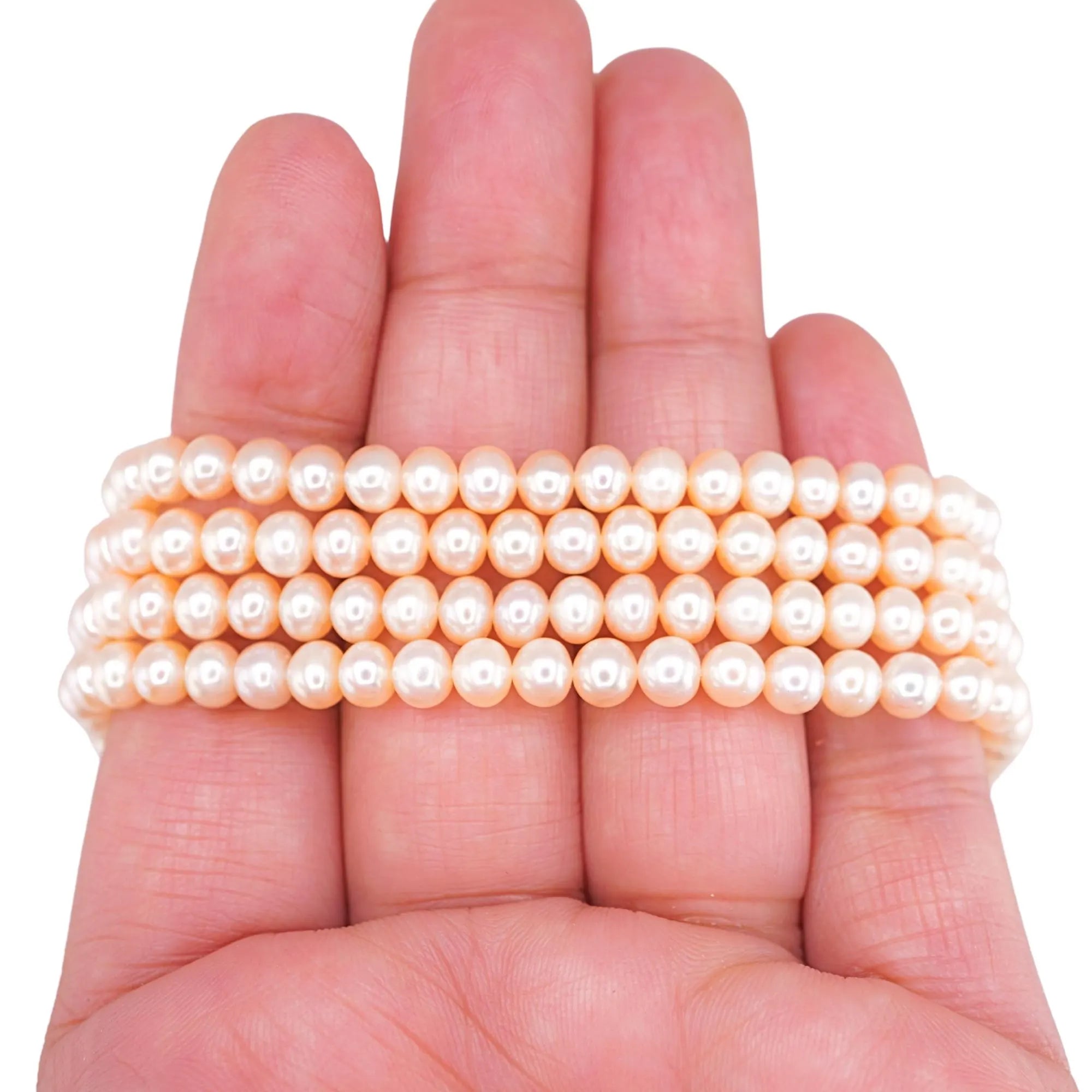 Peach Freshwater Pearls Near Rondelle Strand Beads