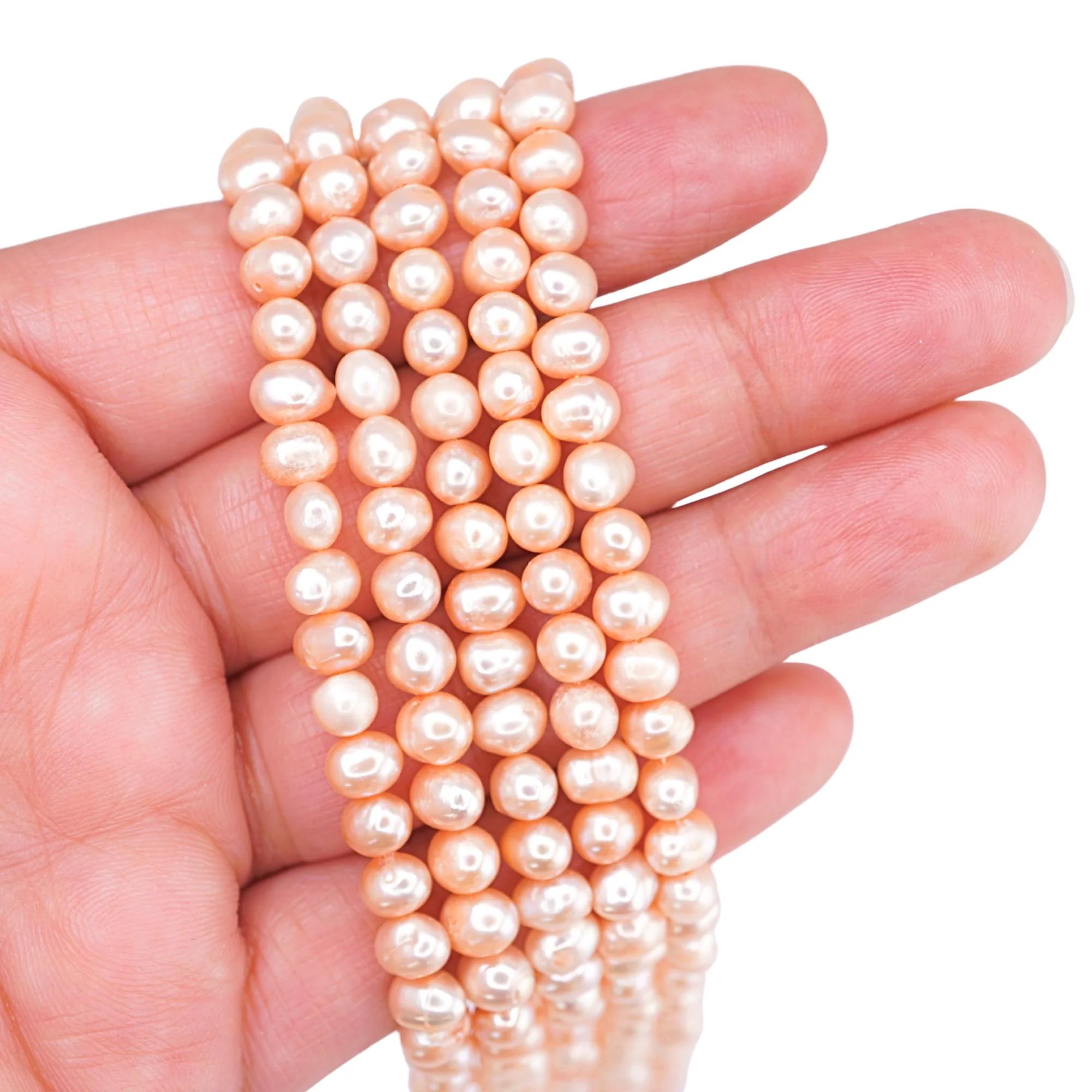 Peach Freshwater Pearls Potato Shape Strand Beads