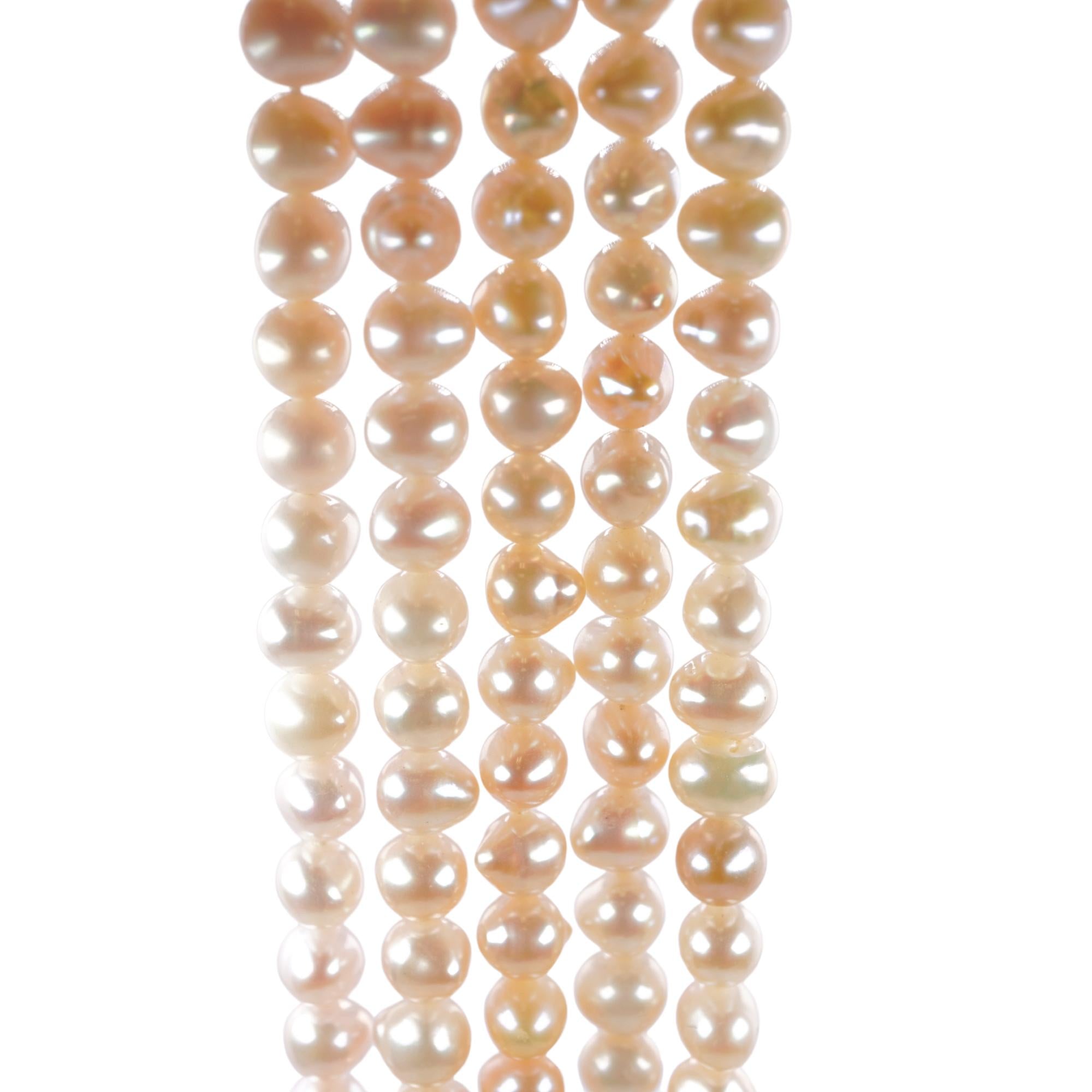 Peach Freshwater Pearls Potato Shape Strand Beads