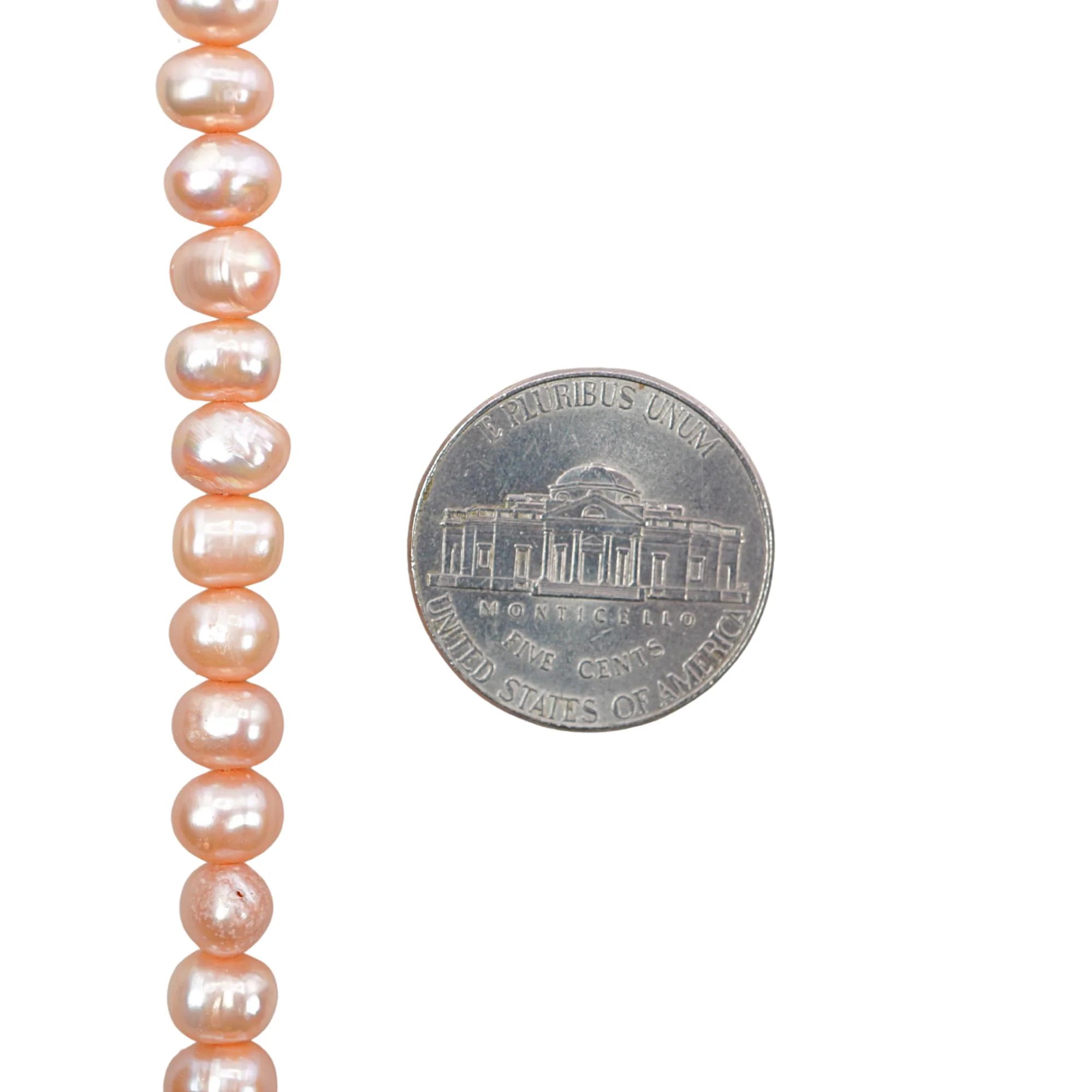Peach Freshwater Pearls Potato Shape Strand Beads