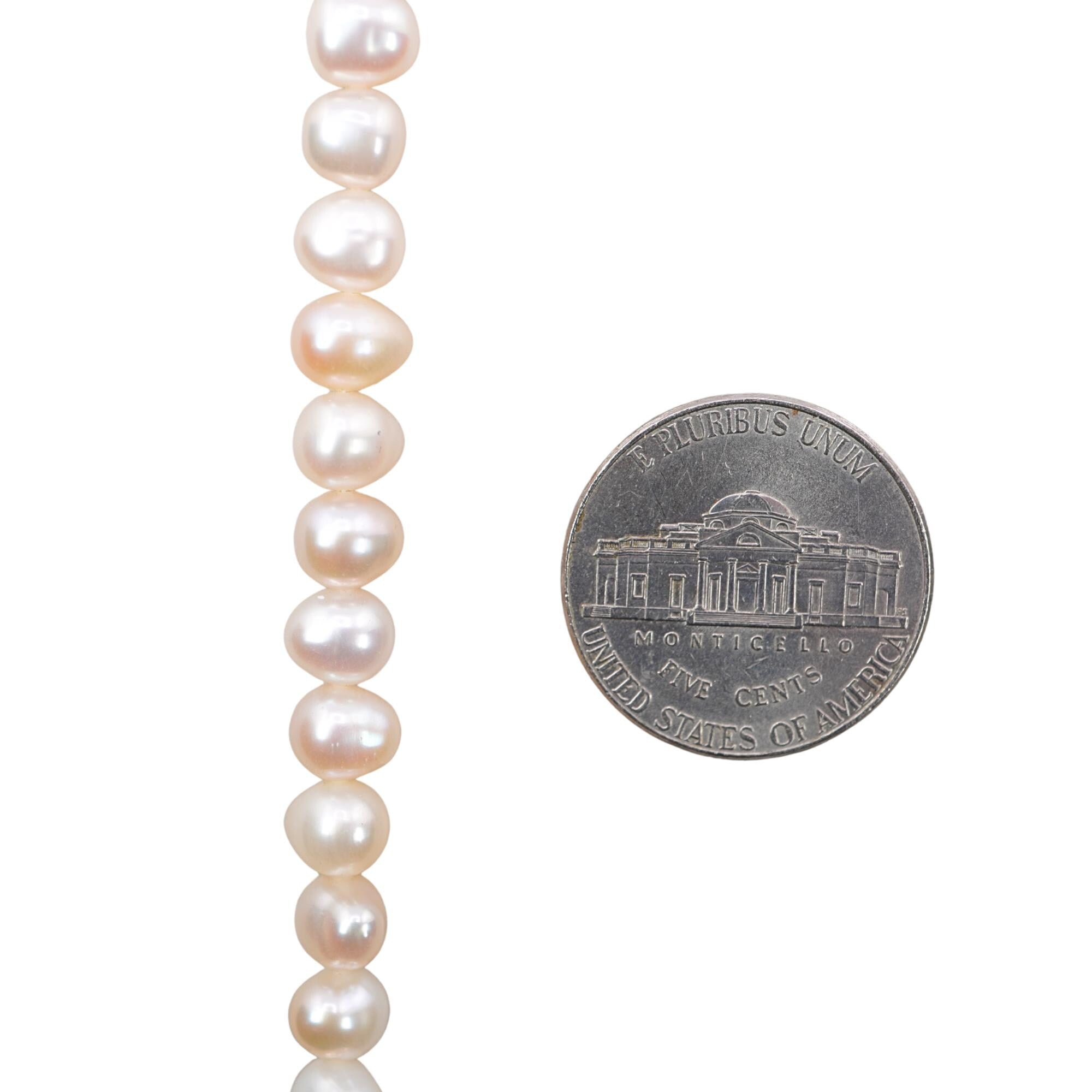 Peach Freshwater Pearls Potato Shape Strand Beads